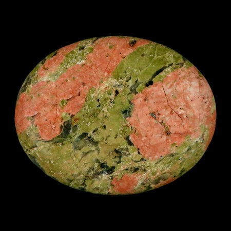 2" Unakite Green Epidote Pink Orthoclase Polished Worry Palm Stone Mineral Specimen