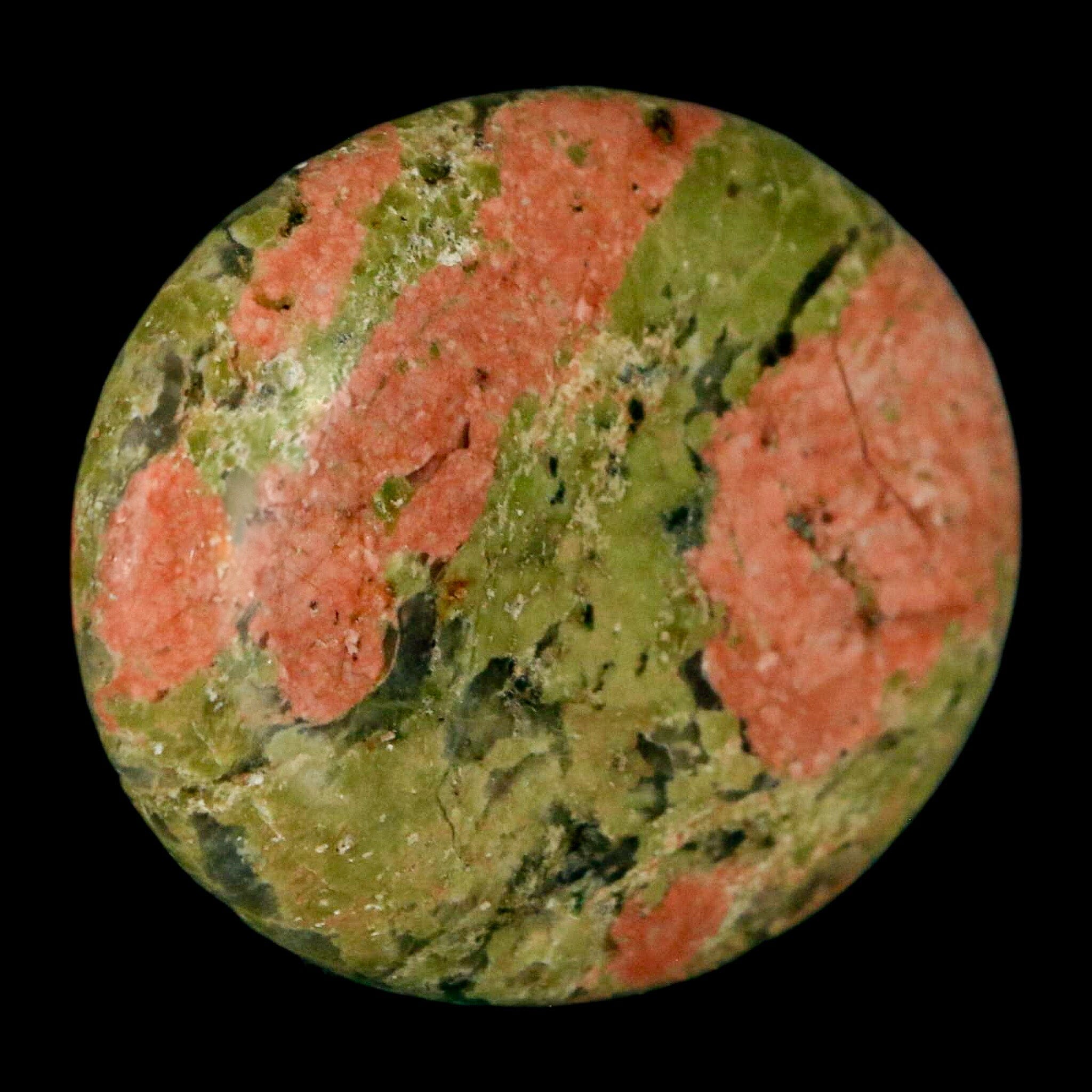 2" Unakite Green Epidote Pink Orthoclase Polished Worry Palm Stone Mineral Specimen - Fossil Age Minerals