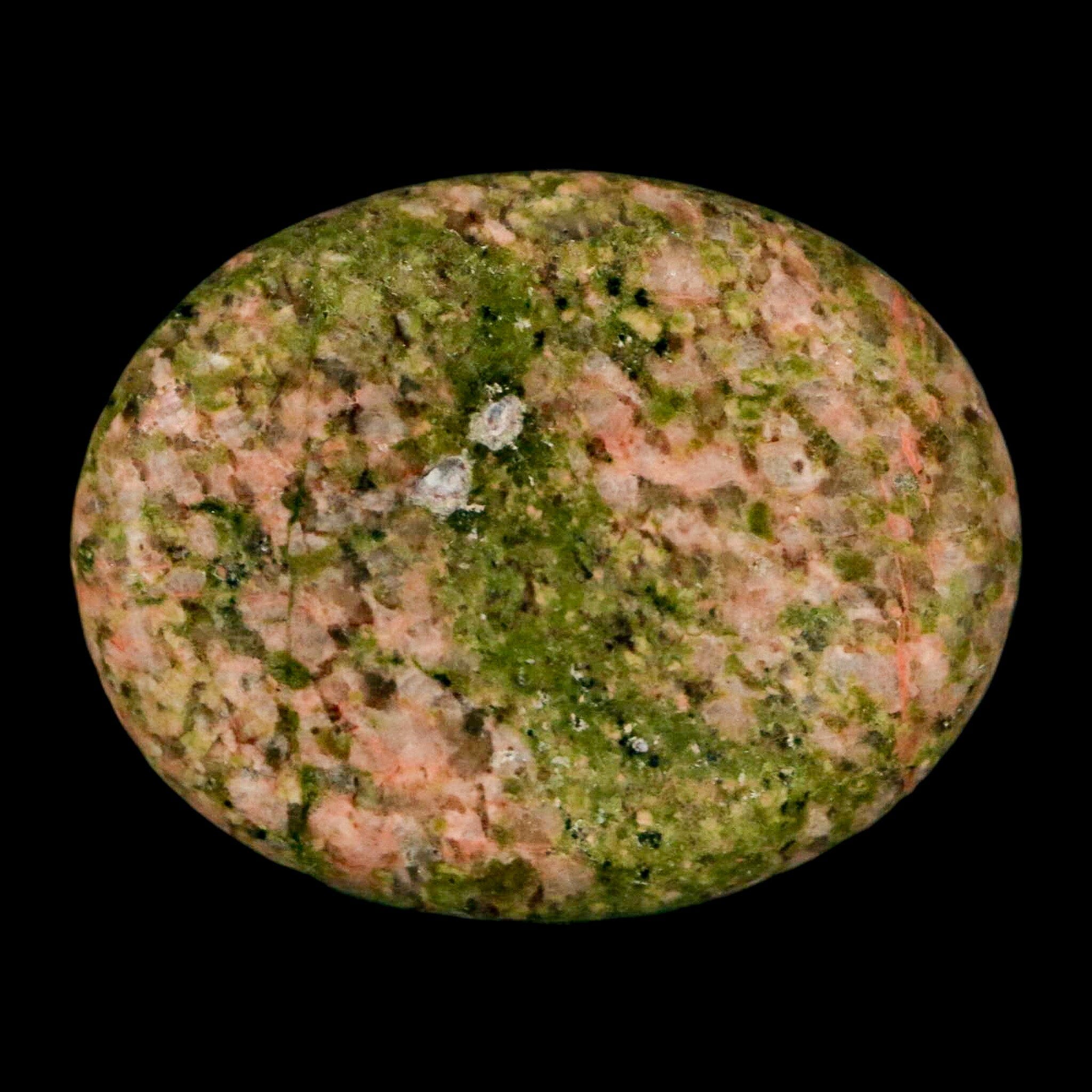 2" Unakite Green Epidote Pink Orthoclase Polished Worry Palm Stone Mineral Specimen - Fossil Age Minerals
