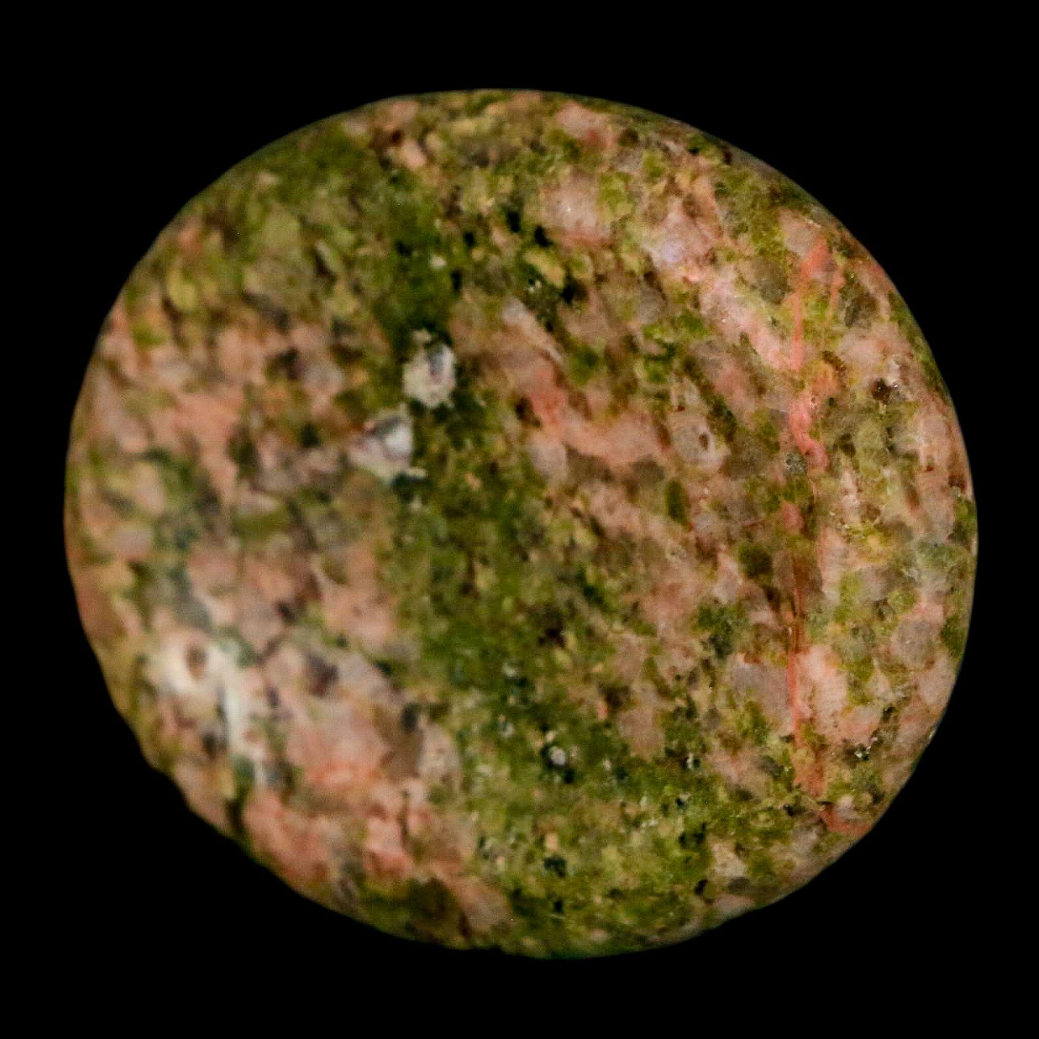 2" Unakite Green Epidote Pink Orthoclase Polished Worry Palm Stone Mineral Specimen - Fossil Age Minerals