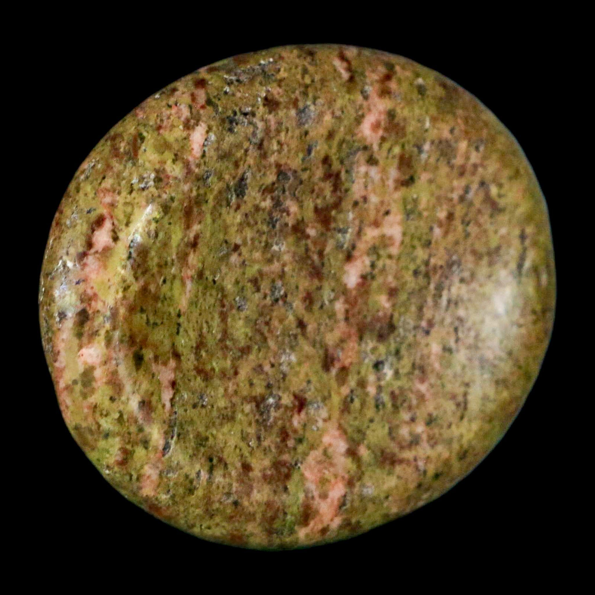 2" Unakite Green Epidote Pink Orthoclase Polished Worry Palm Stone Mineral Specimen - Fossil Age Minerals