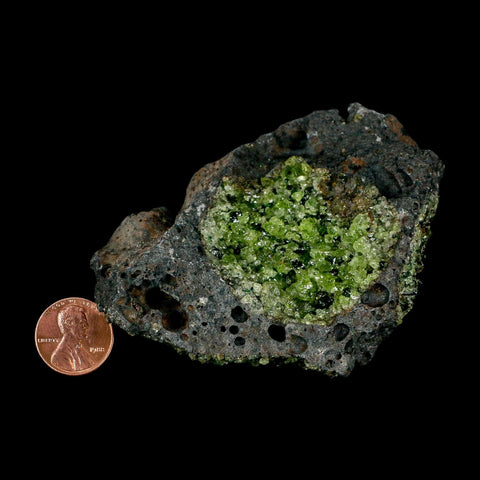 3.6" Natural Emerald Peridot And Chromium Crystals Minerals On Volcanic Rock Gila, AZ