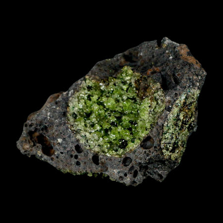 3.6" Natural Emerald Peridot And Chromium Crystals Minerals On Volcanic Rock Gila, AZ