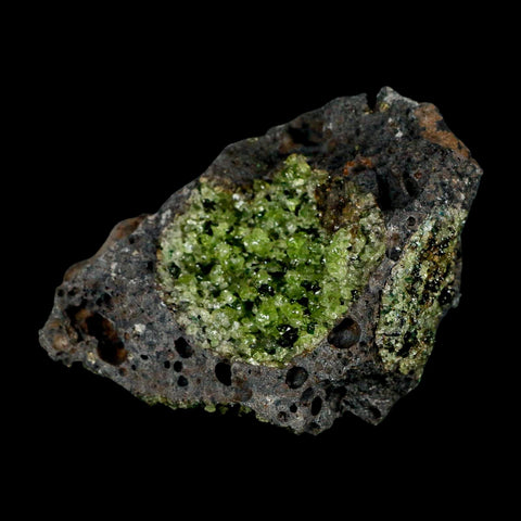 3.6" Natural Emerald Peridot And Chromium Crystals Minerals On Volcanic Rock Gila, AZ
