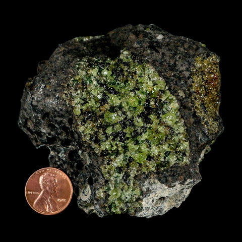 3.3" Natural Emerald Peridot And Chromium Crystals Minerals On Volcanic Rock Gila, AZ
