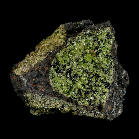 3.6" Natural Emerald Peridot And Chromium Crystals Minerals On Volcanic Rock Gila, AZ