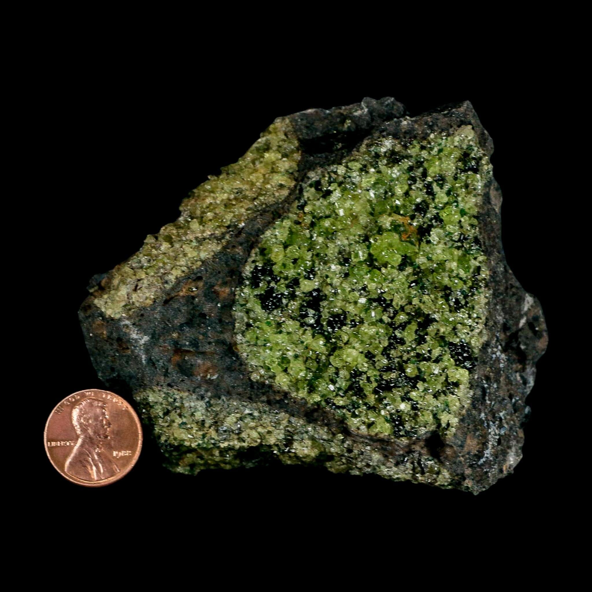 3.6" Natural Emerald Peridot And Chromium Crystals Minerals On Volcanic Rock Gila, AZ - Fossil Age Minerals