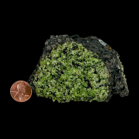 3.4" Natural Emerald Peridot And Chromium Crystals Minerals On Volcanic Rock Gila, AZ