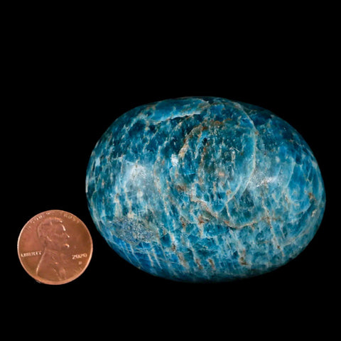 2.4" Natural Polished Blue Apatite Palm Stone Crystal Mineral Specimen Madagascar - Fossil Age Minerals