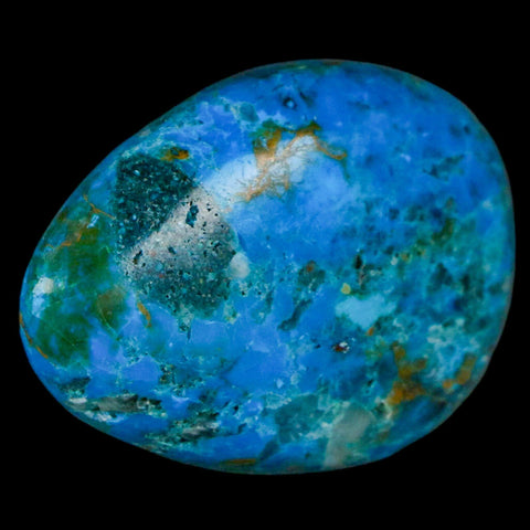 1.5" Chrysocolla Palm Stone Polished Free Form Blue And Teal Color Location Peru - Fossil Age Minerals