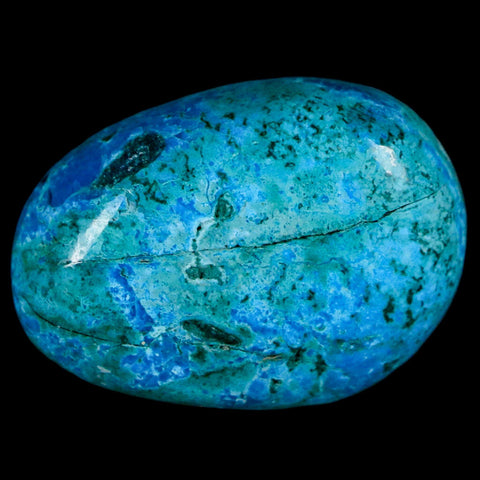 1.5" Chrysocolla Palm Stone Polished Free Form Blue And Teal Color Location Peru - Fossil Age Minerals