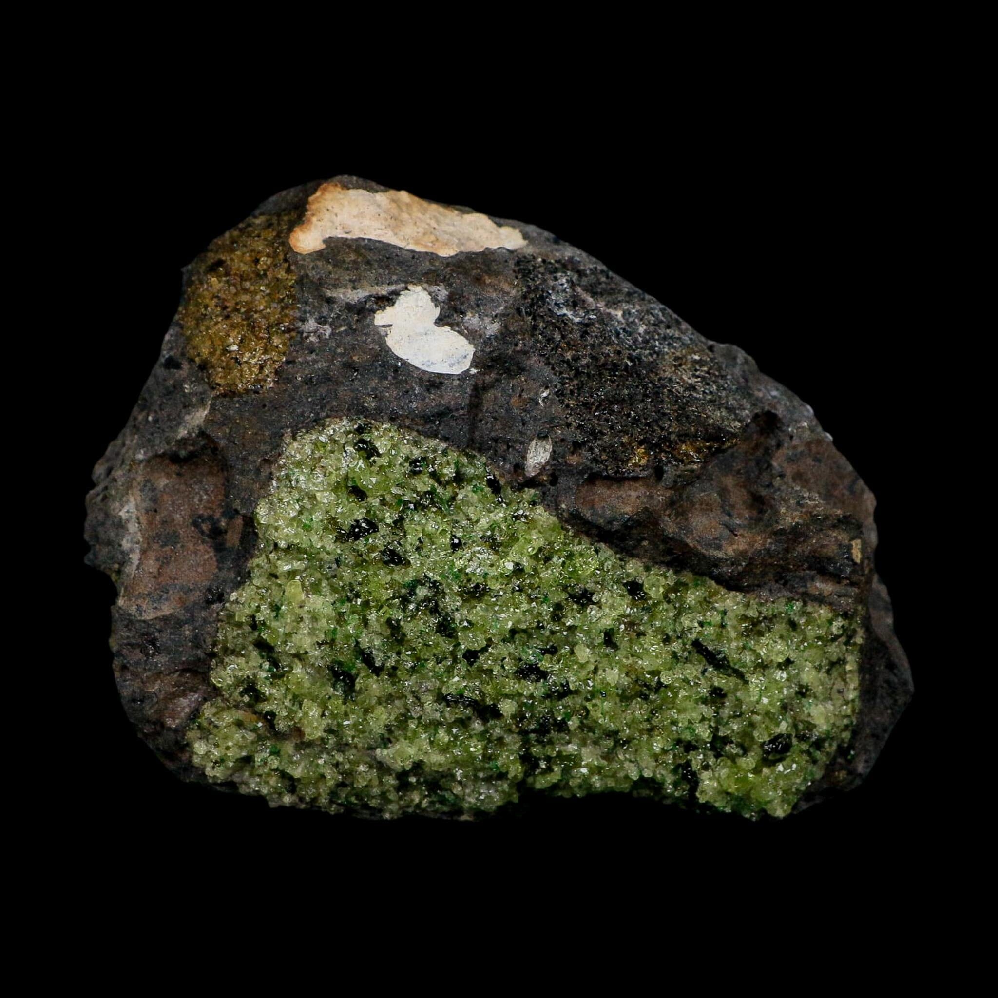 4.1" Natural Emerald Peridot And Chromium Crystals Minerals On Volcanic Rock Gila, AZ