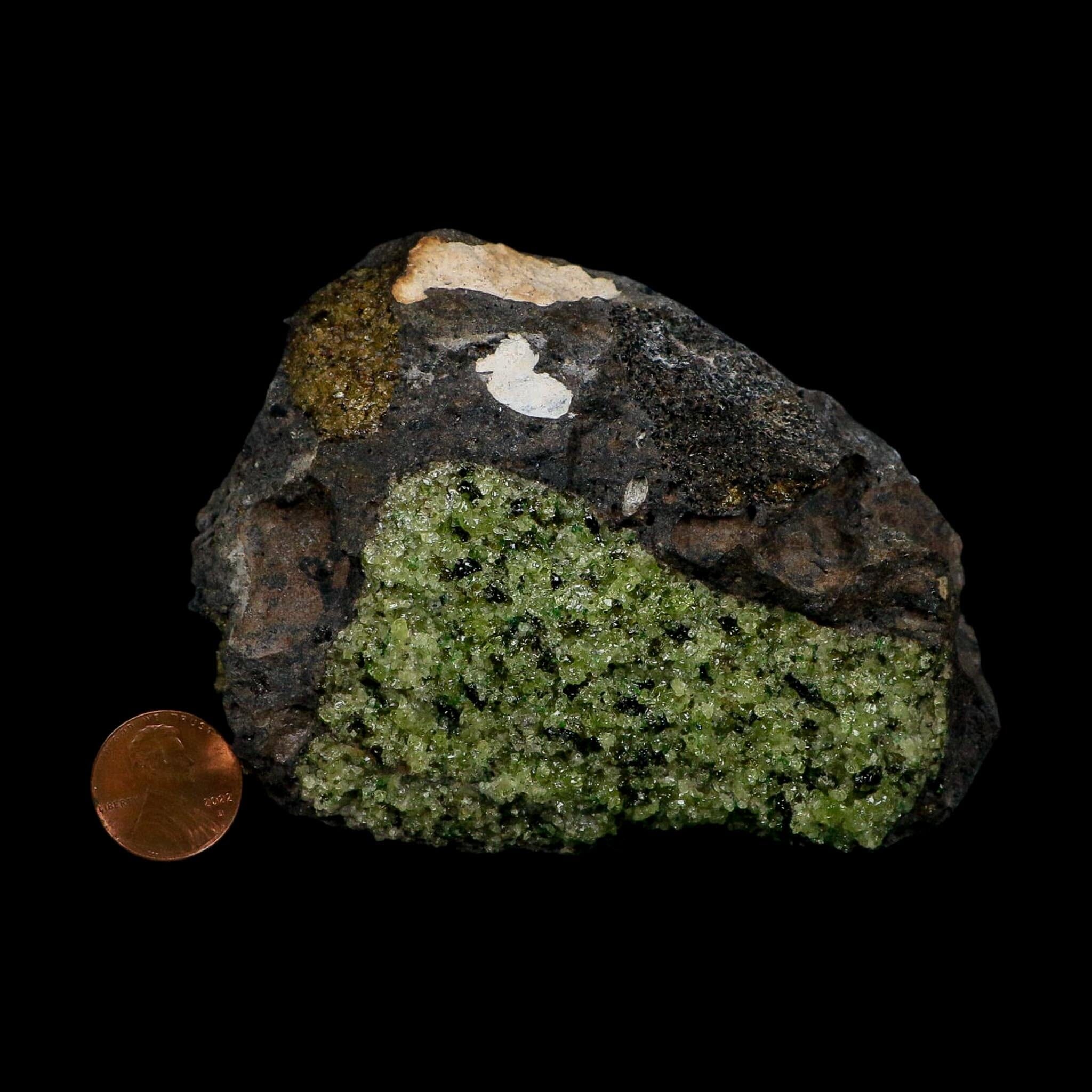 4.1" Natural Emerald Peridot And Chromium Crystals Minerals On Volcanic Rock Gila, AZ