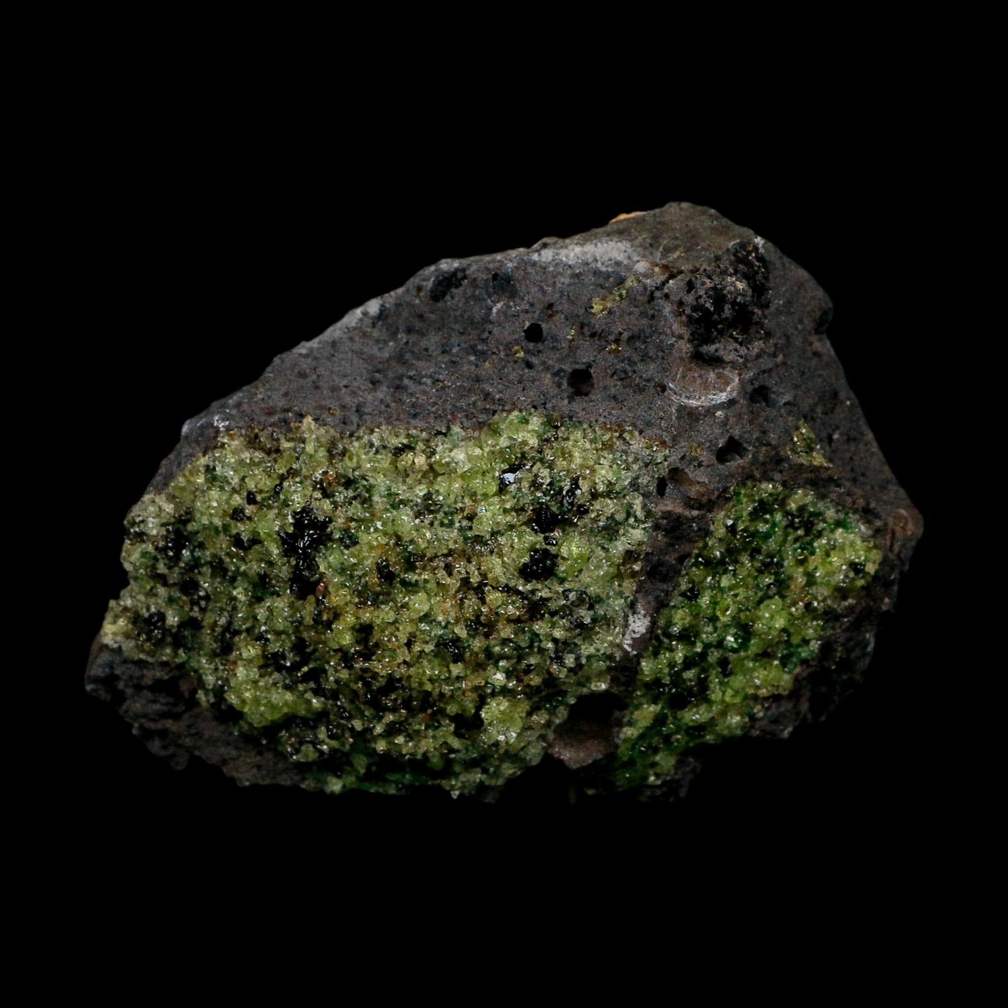 4.1" Natural Emerald Peridot And Chromium Crystals Minerals On Volcanic Rock Gila, AZ