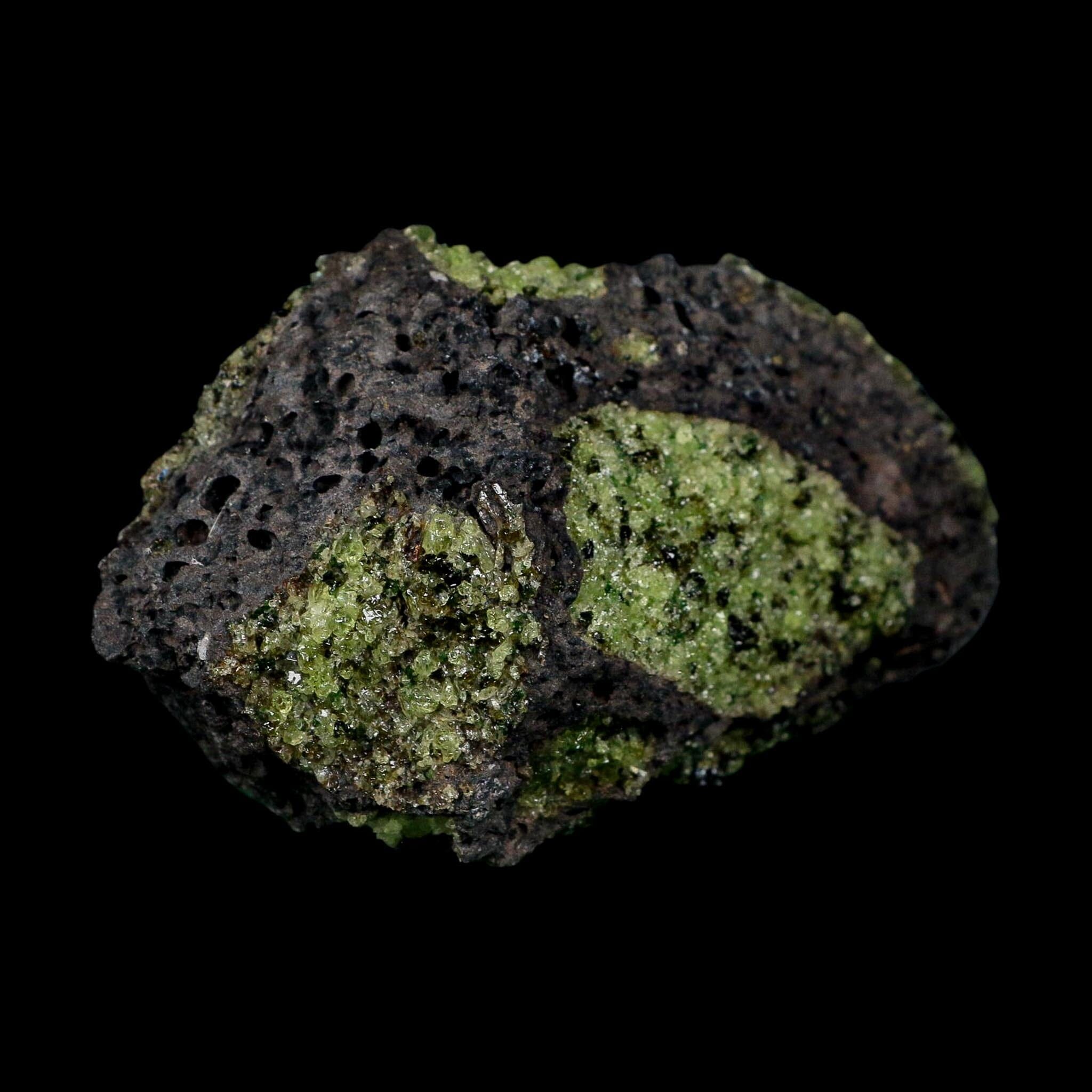 4.5" Natural Emerald Peridot And Chromium Crystals Minerals On Volcanic Rock Gila, AZ