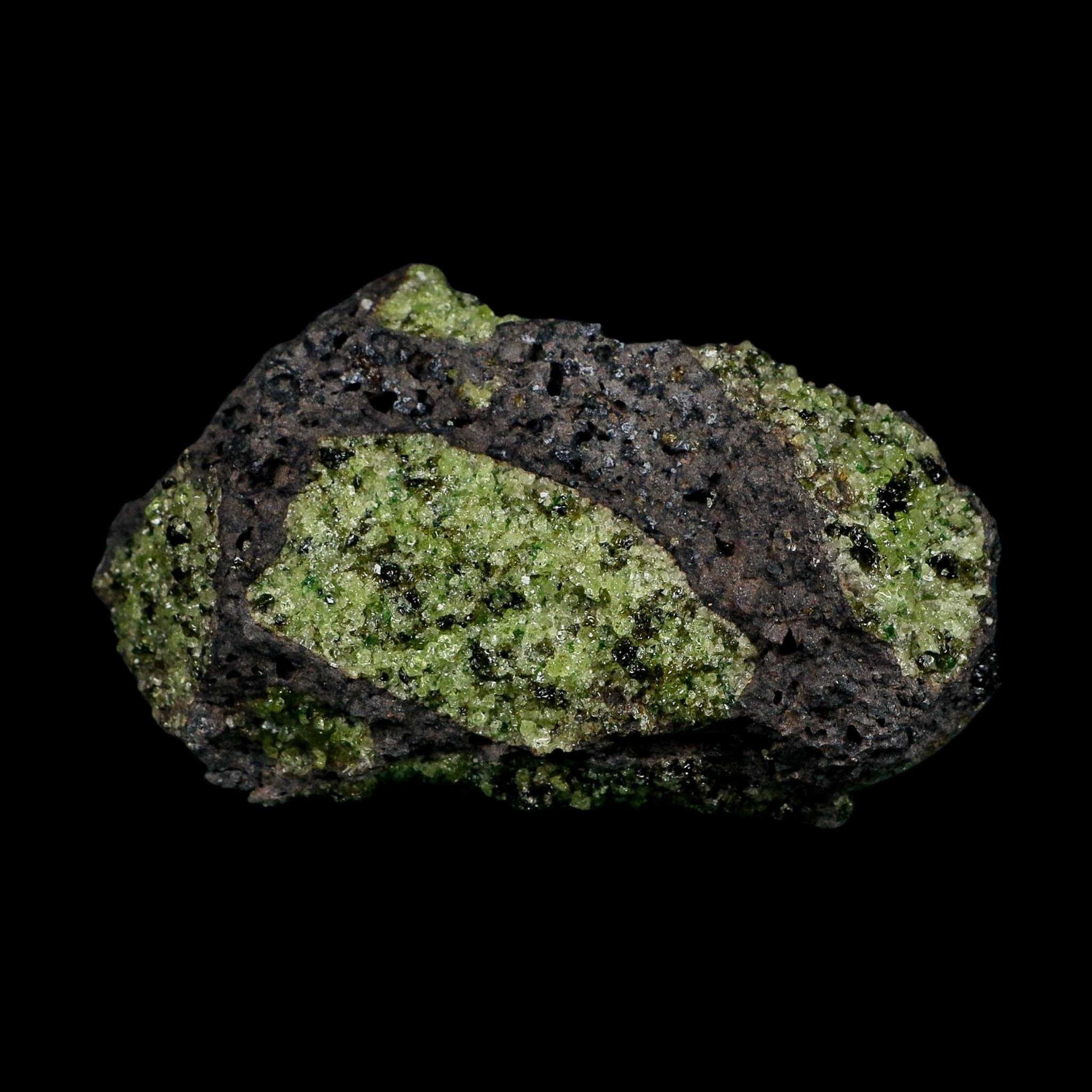 4.5" Natural Emerald Peridot And Chromium Crystals Minerals On Volcanic Rock Gila, AZ