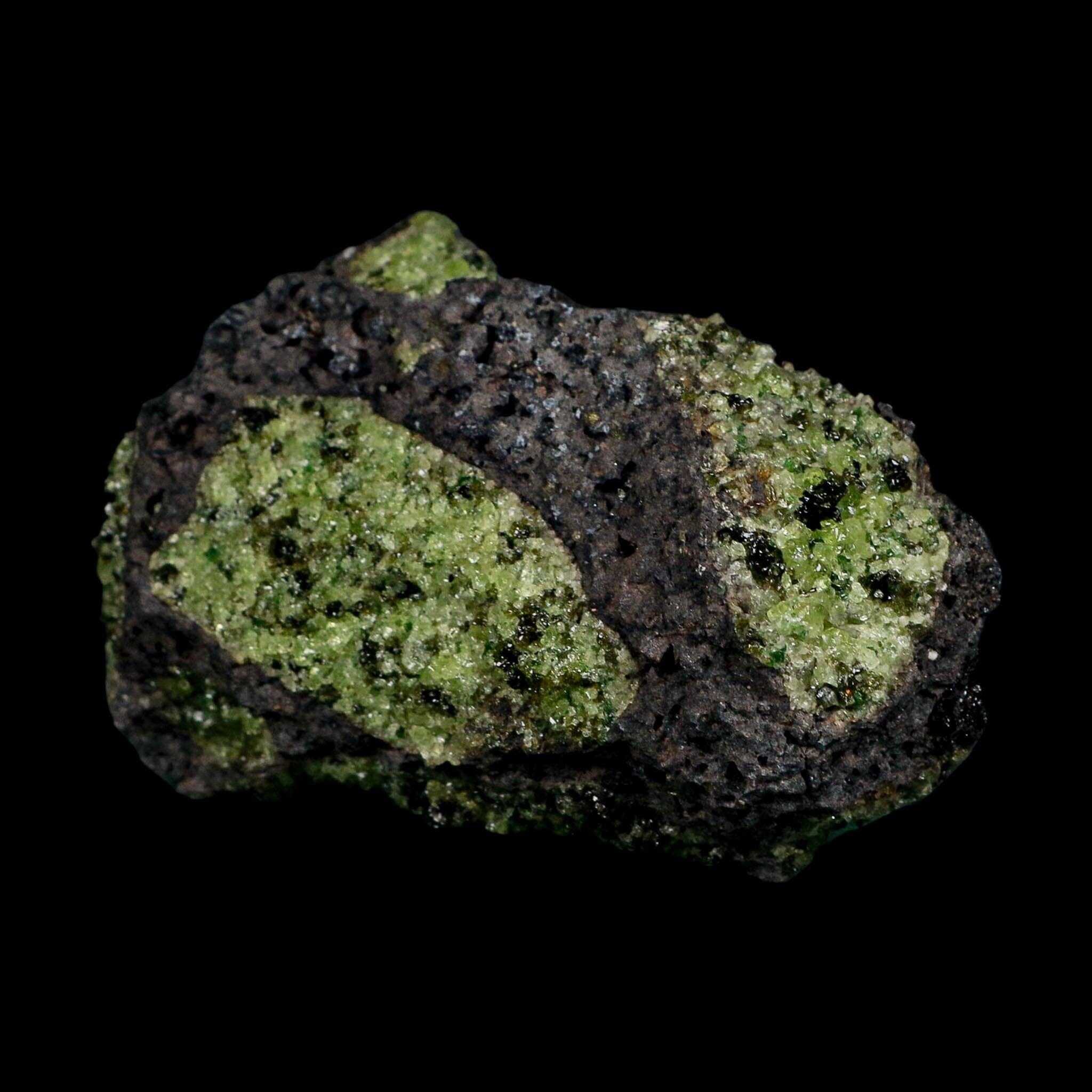 4.5" Natural Emerald Peridot And Chromium Crystals Minerals On Volcanic Rock Gila, AZ