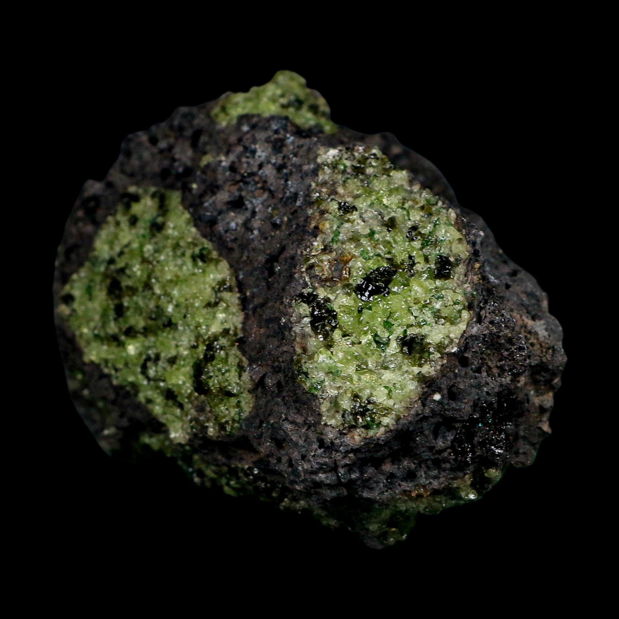 4.5" Natural Emerald Peridot And Chromium Crystals Minerals On Volcanic Rock Gila, AZ