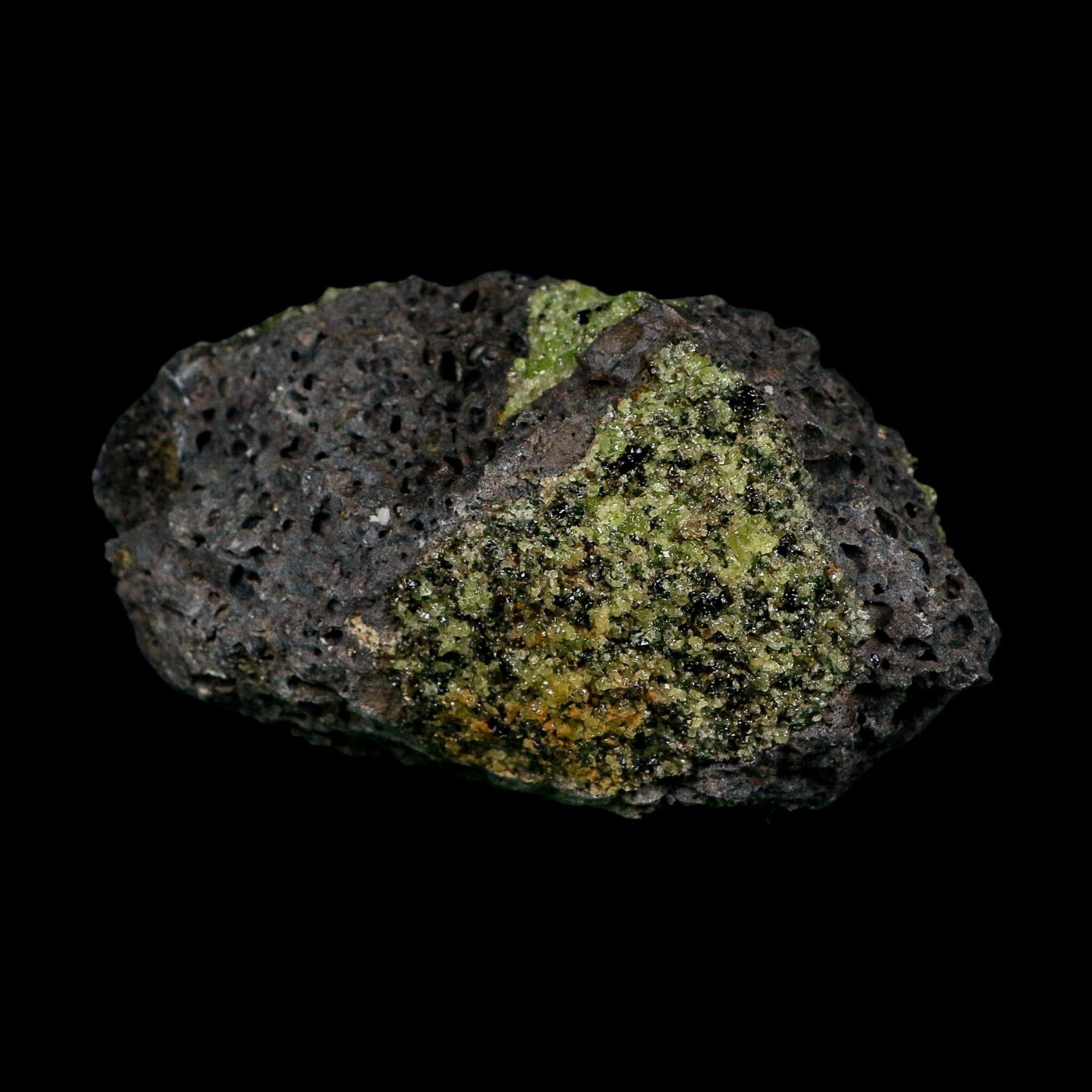 4.5" Natural Emerald Peridot And Chromium Crystals Minerals On Volcanic Rock Gila, AZ