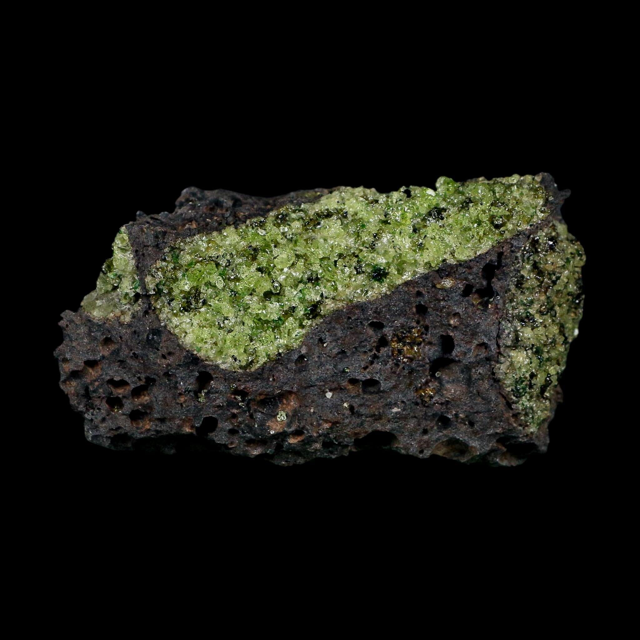3.8" Natural Emerald Peridot And Chromium Crystals Minerals On Volcanic Rock Gila, AZ