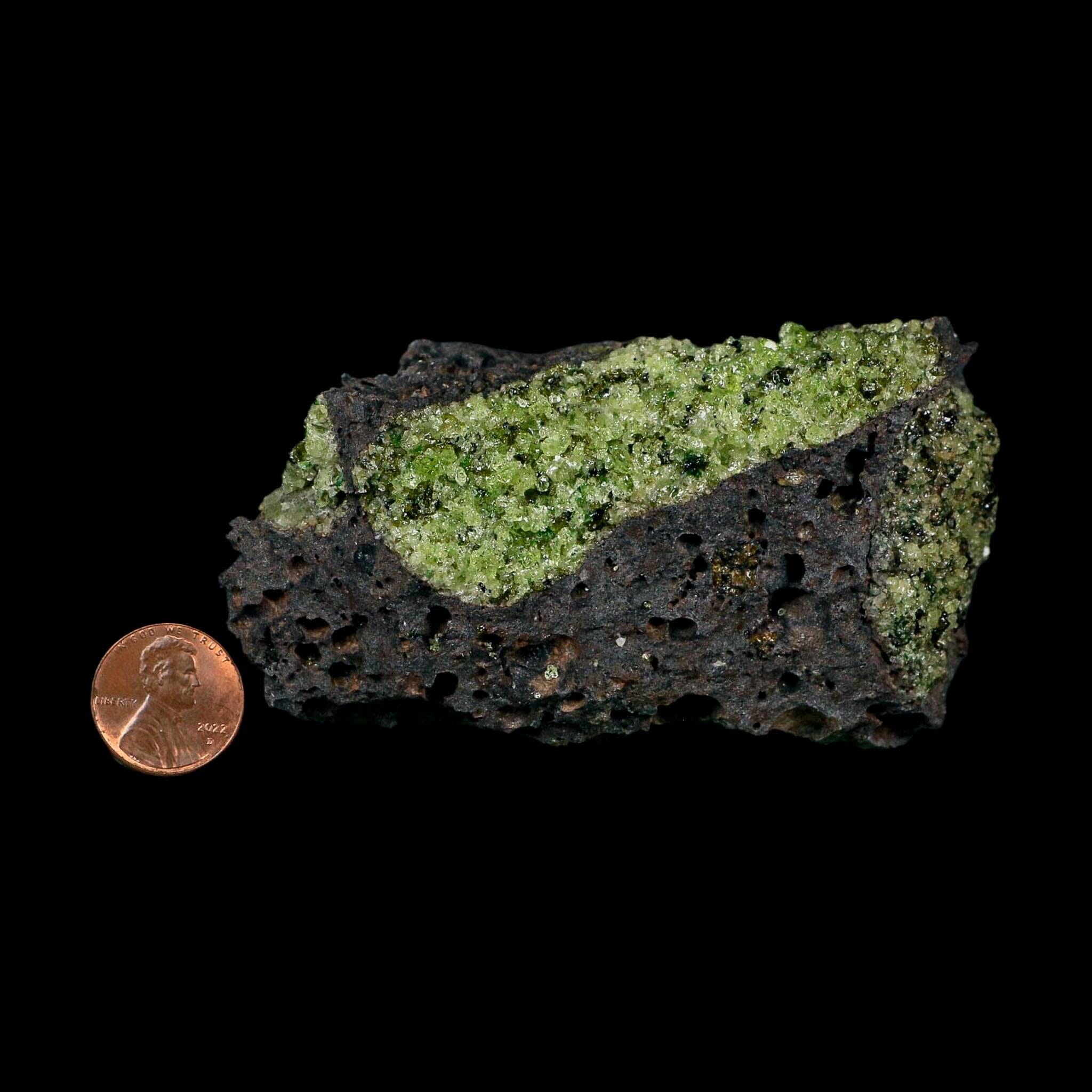 3.8" Natural Emerald Peridot And Chromium Crystals Minerals On Volcanic Rock Gila, AZ