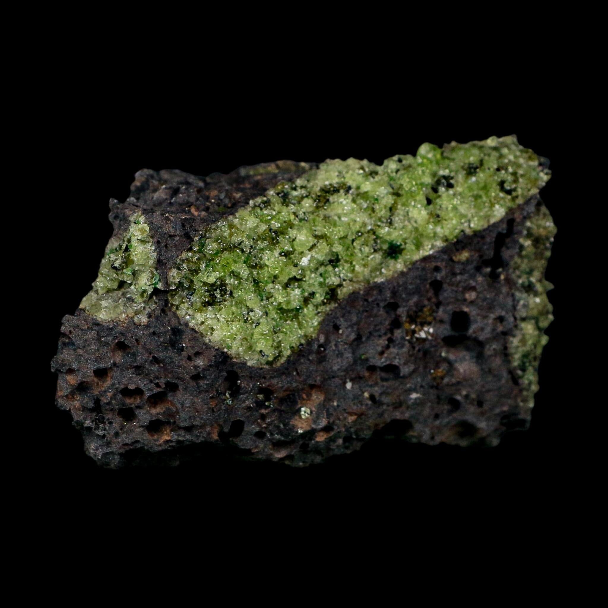 3.8" Natural Emerald Peridot And Chromium Crystals Minerals On Volcanic Rock Gila, AZ