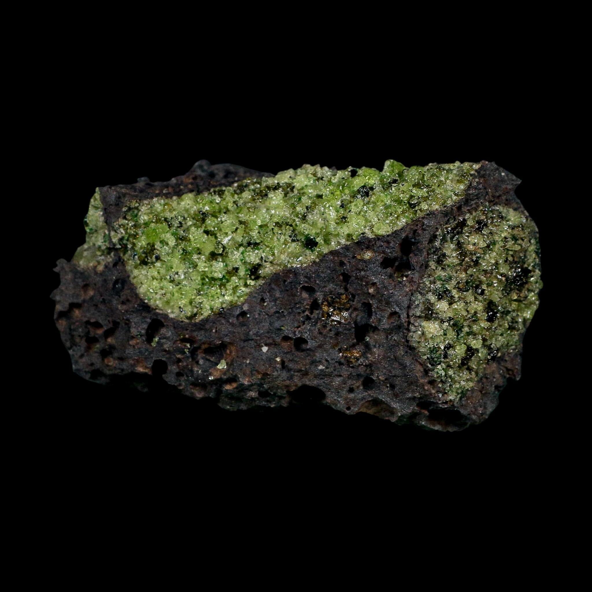 3.8" Natural Emerald Peridot And Chromium Crystals Minerals On Volcanic Rock Gila, AZ