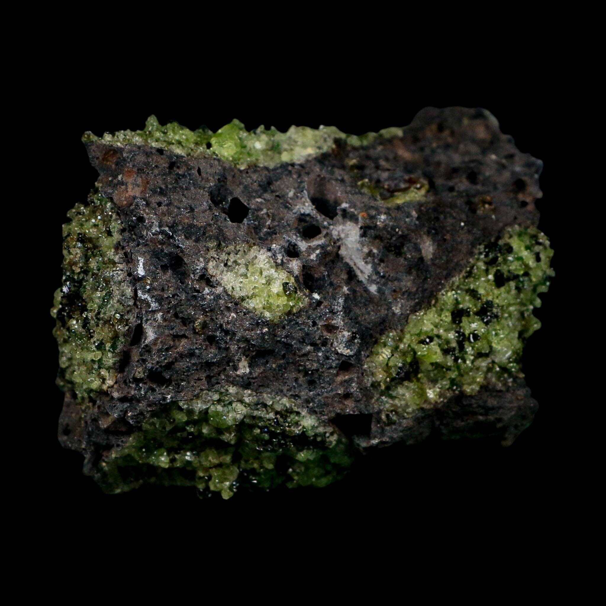 3.8" Natural Emerald Peridot And Chromium Crystals Minerals On Volcanic Rock Gila, AZ