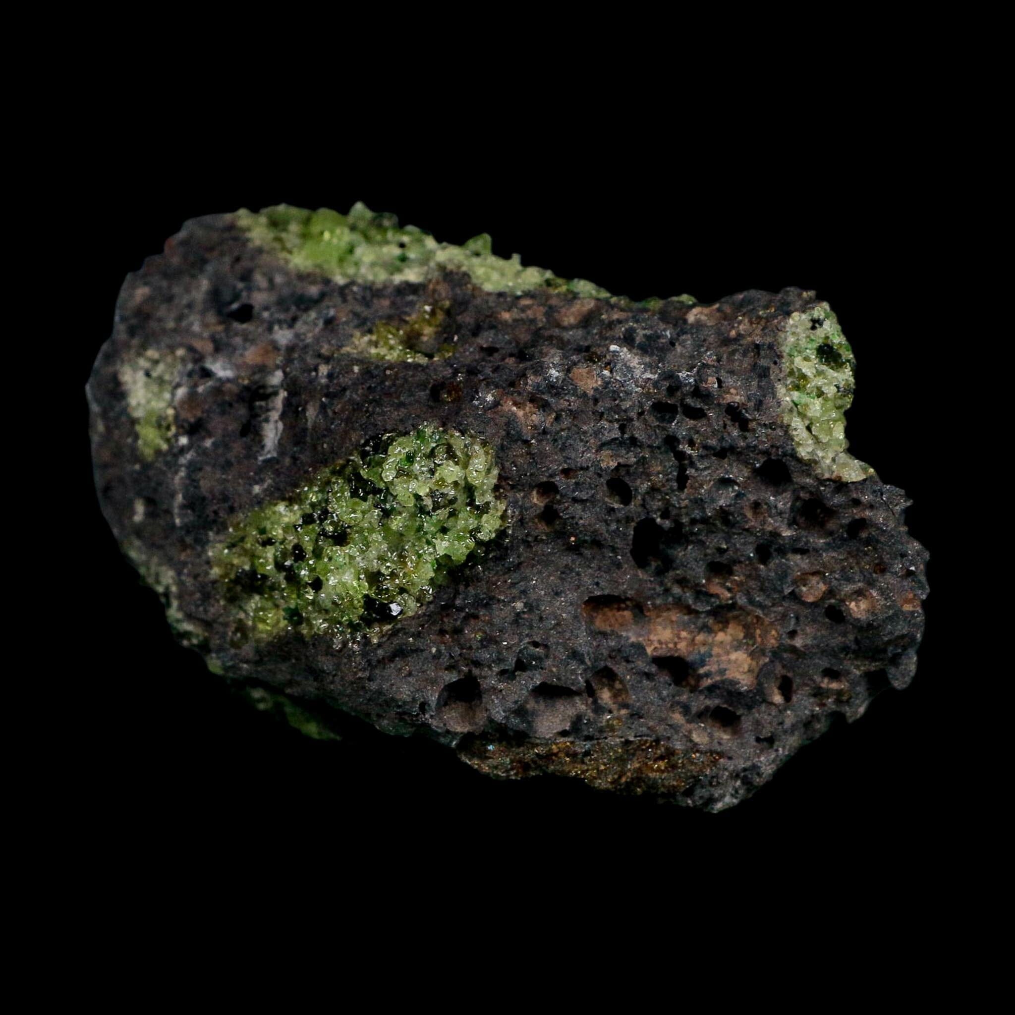 3.8" Natural Emerald Peridot And Chromium Crystals Minerals On Volcanic Rock Gila, AZ
