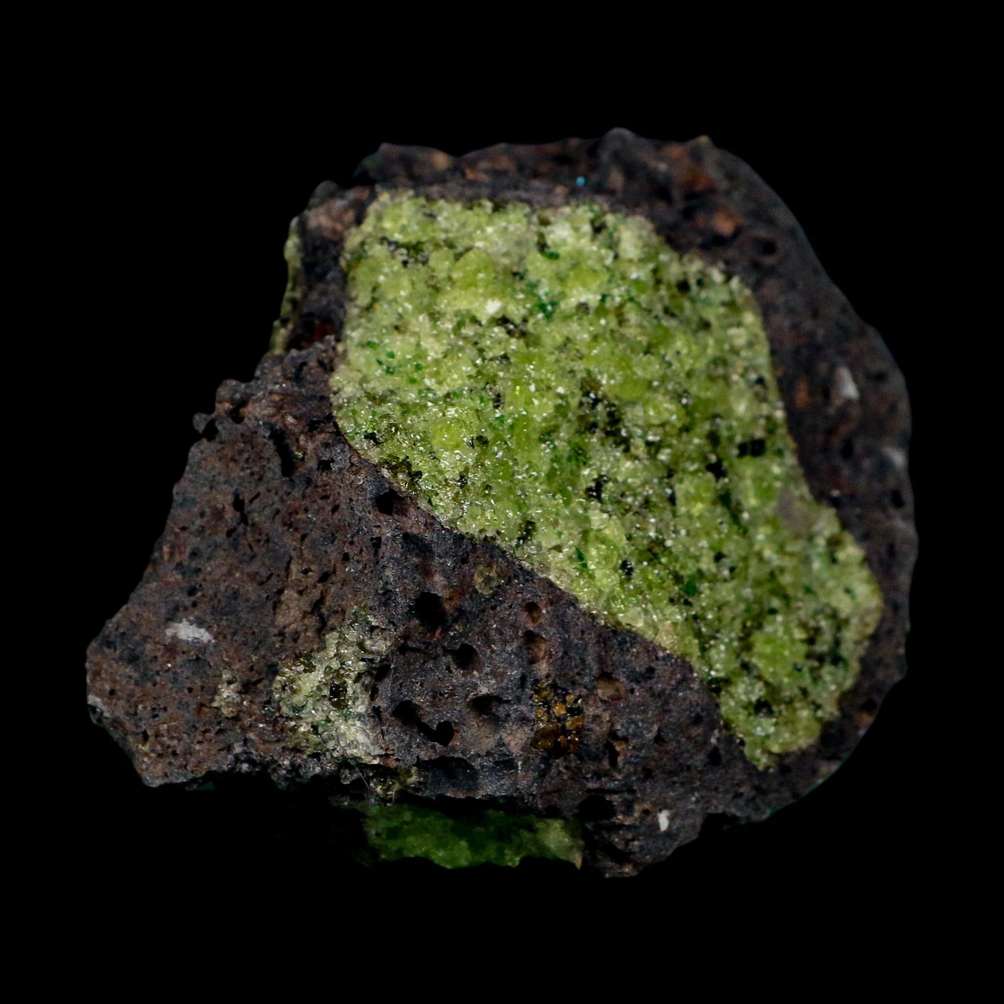 3.8" Natural Emerald Peridot And Chromium Crystals Minerals On Volcanic Rock Gila, AZ