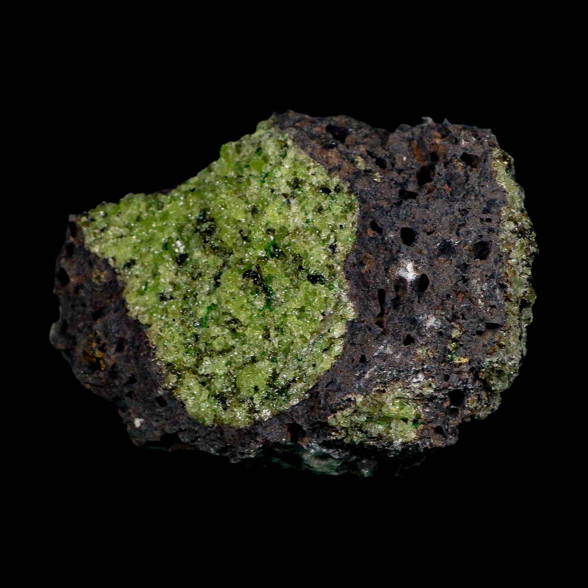 3.8" Natural Emerald Peridot And Chromium Crystals Minerals On Volcanic Rock Gila, AZ