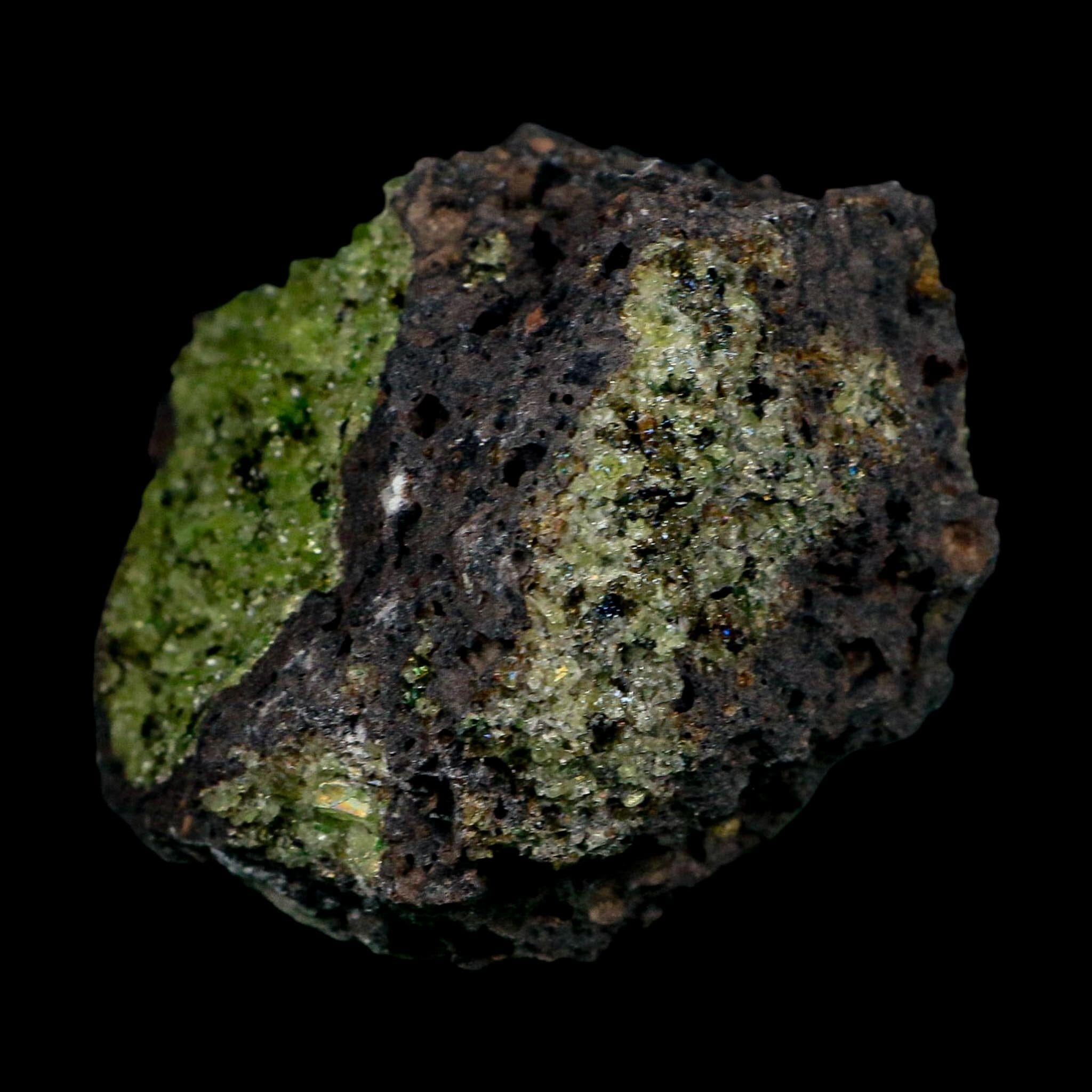 3.8" Natural Emerald Peridot And Chromium Crystals Minerals On Volcanic Rock Gila, AZ