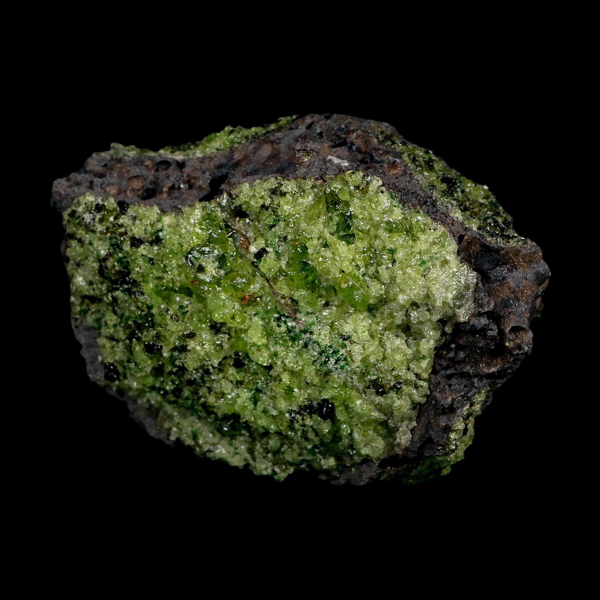 4.3" Natural Emerald Peridot And Chromium Crystals Minerals On Volcanic Rock Gila, AZ