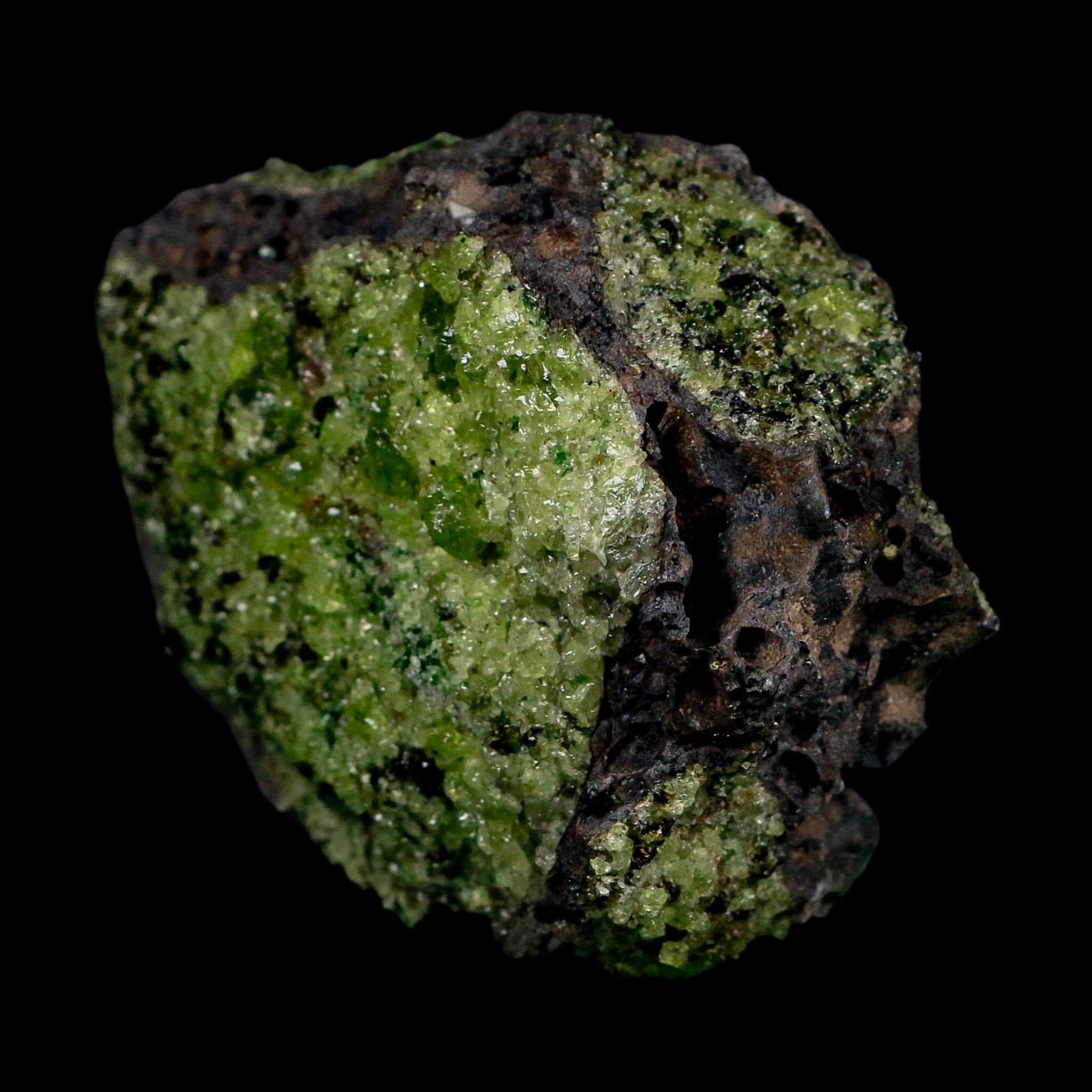 4.3" Natural Emerald Peridot And Chromium Crystals Minerals On Volcanic Rock Gila, AZ