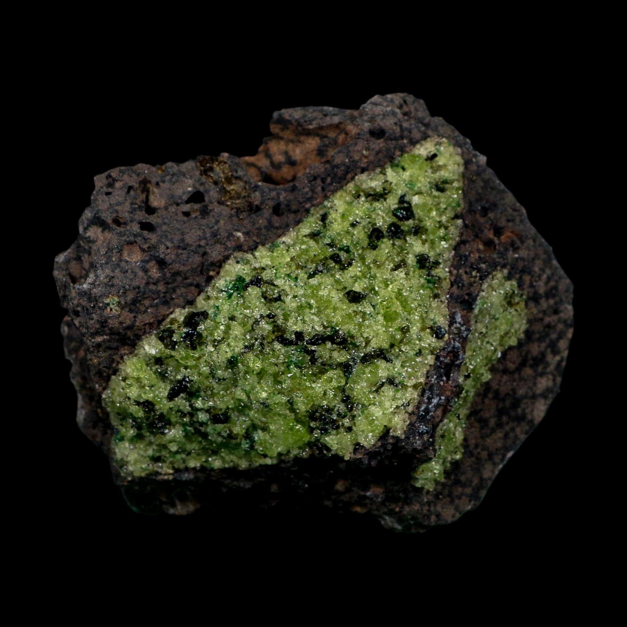 3.9" Natural Emerald Peridot And Chromium Crystals Minerals On Volcanic Rock Gila, AZ