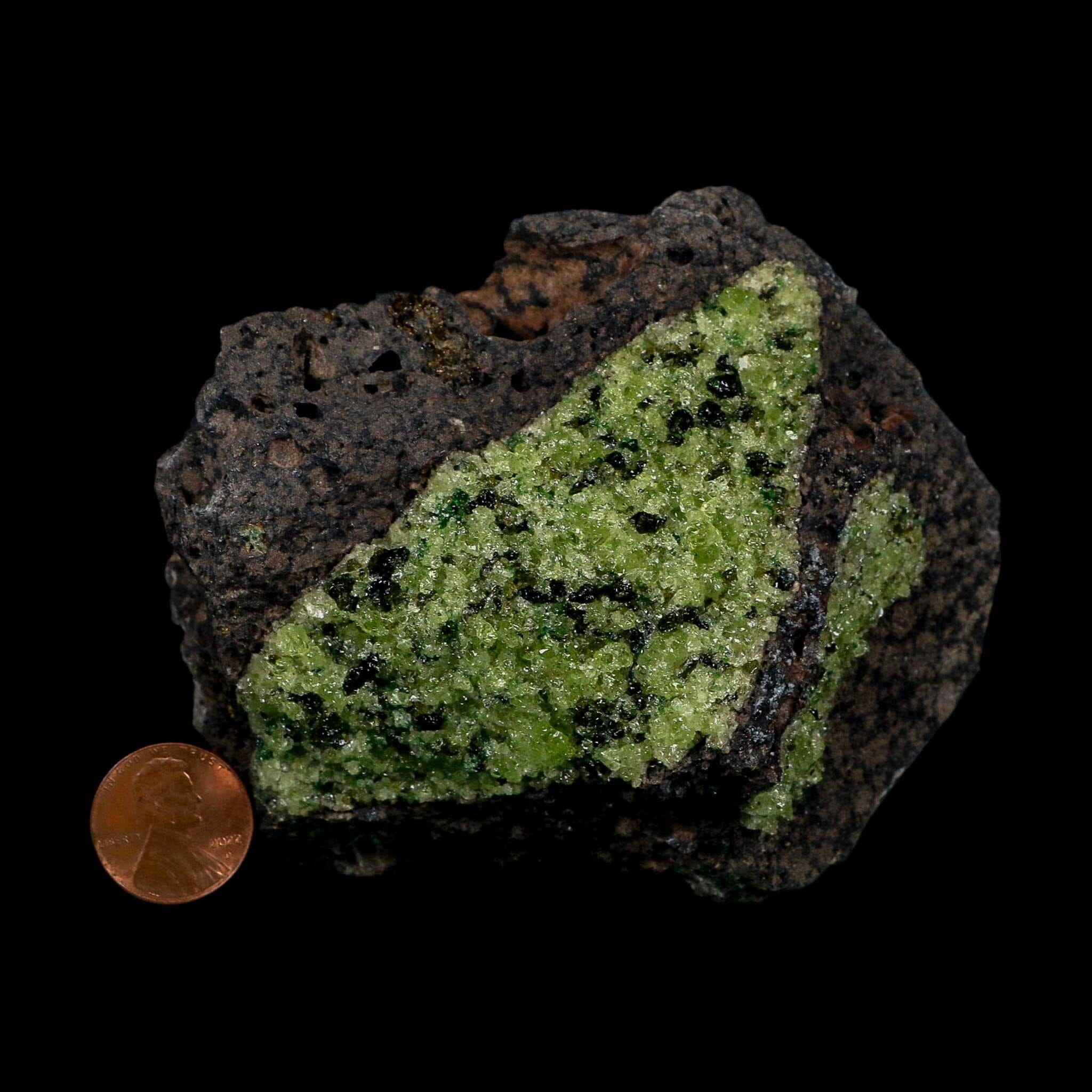 3.9" Natural Emerald Peridot And Chromium Crystals Minerals On Volcanic Rock Gila, AZ