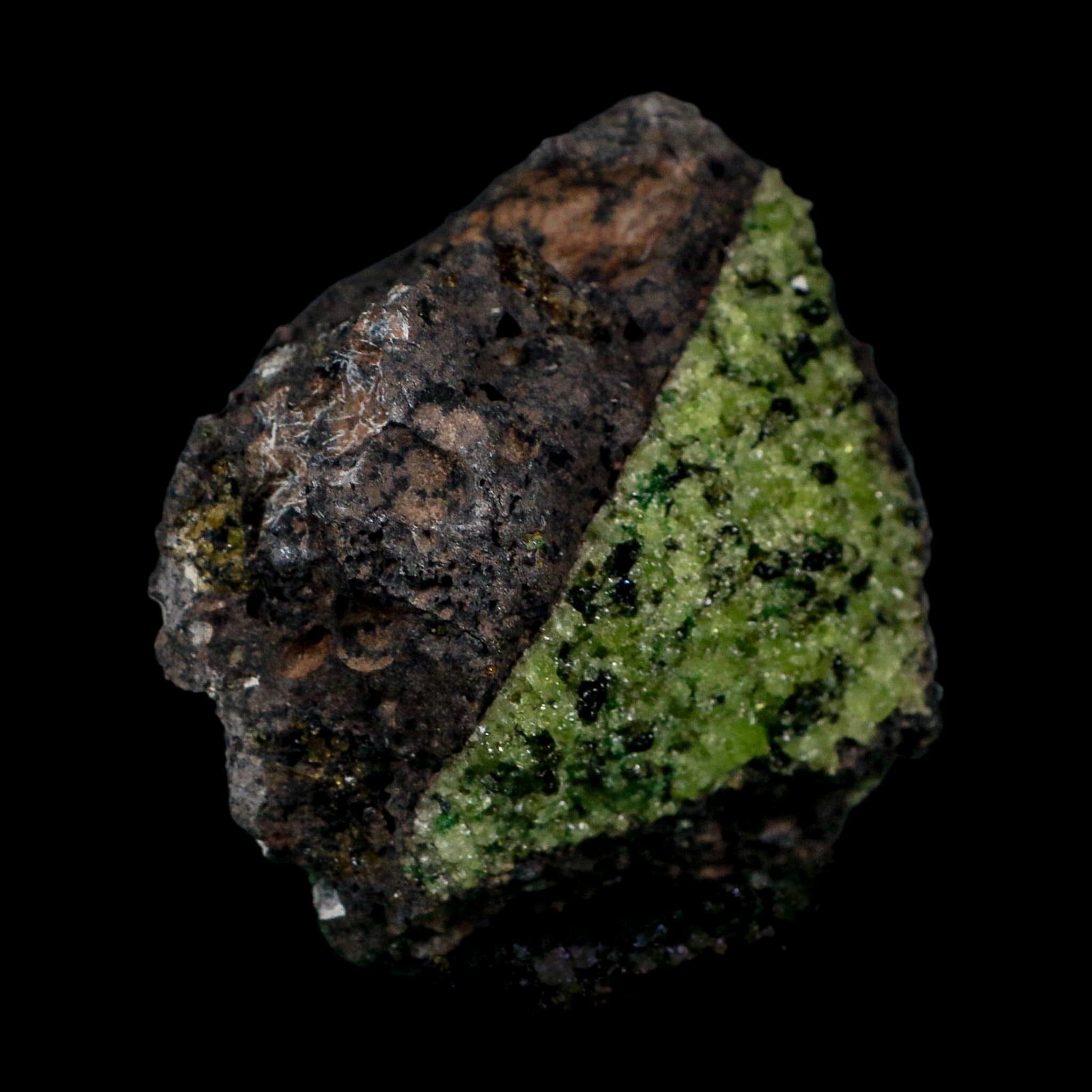 3.9" Natural Emerald Peridot And Chromium Crystals Minerals On Volcanic Rock Gila, AZ