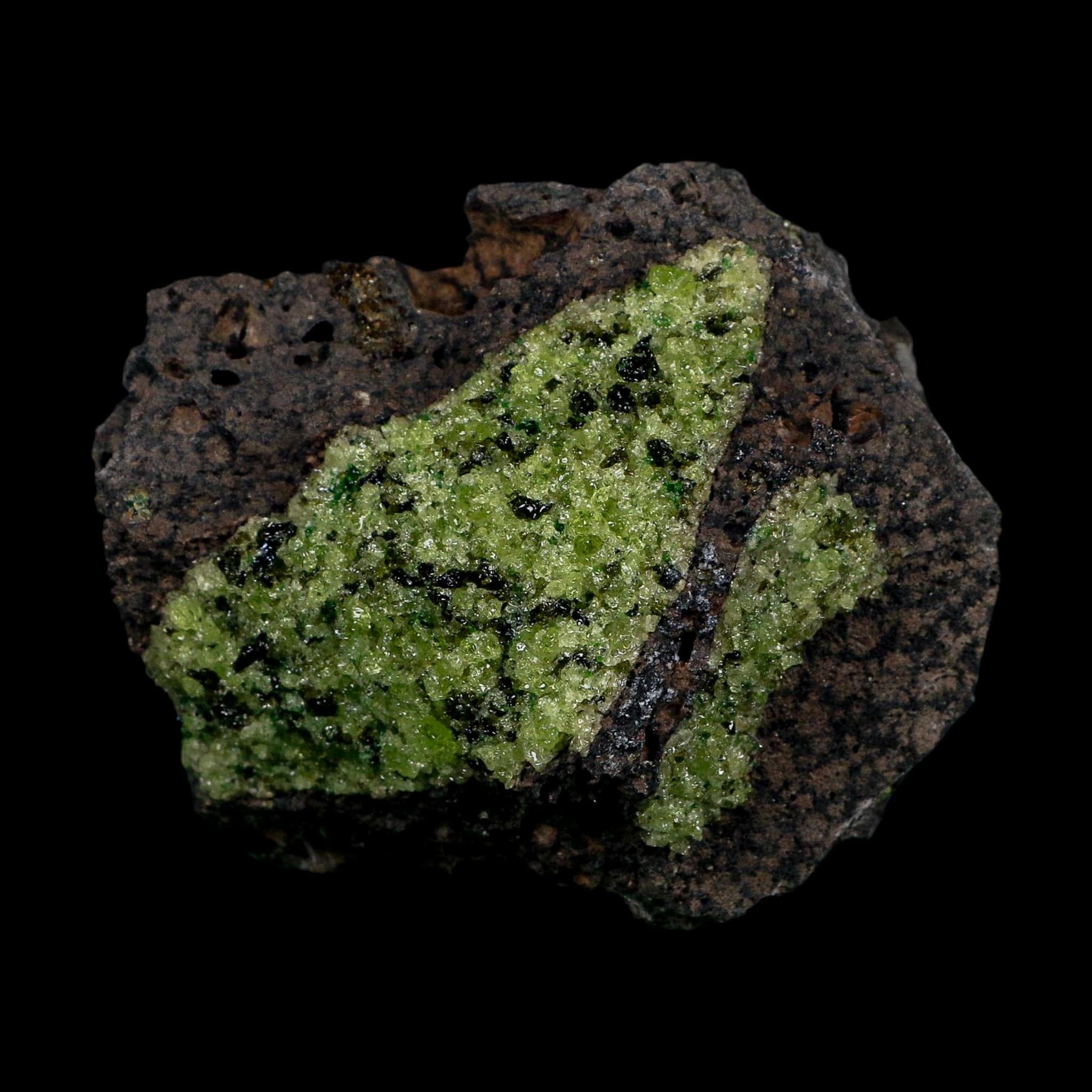 3.9" Natural Emerald Peridot And Chromium Crystals Minerals On Volcanic Rock Gila, AZ