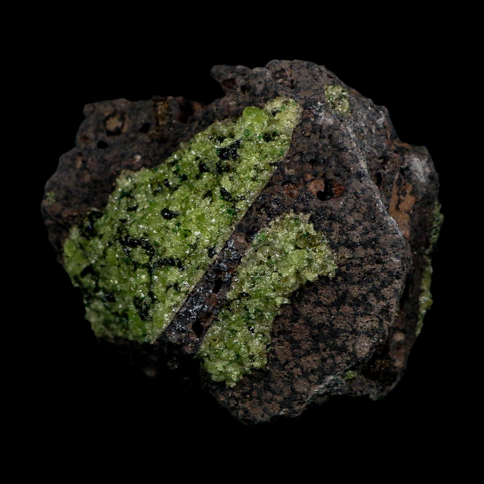 3.9" Natural Emerald Peridot And Chromium Crystals Minerals On Volcanic Rock Gila, AZ