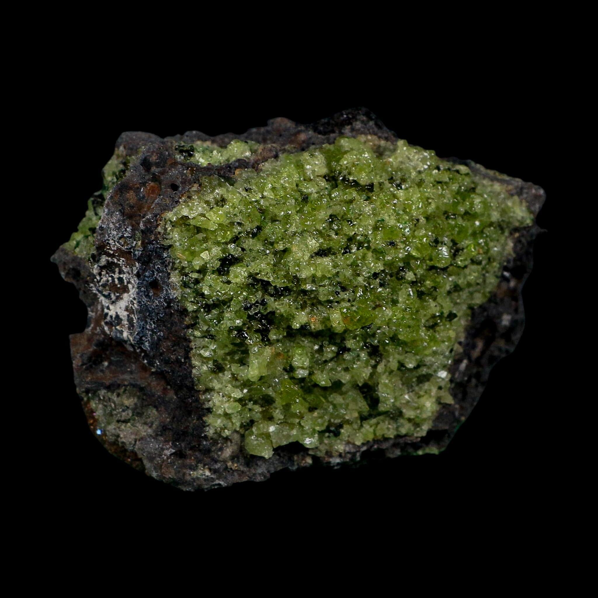 3.3" Natural Emerald Peridot And Chromium Crystals Minerals On Volcanic Rock Gila, AZ