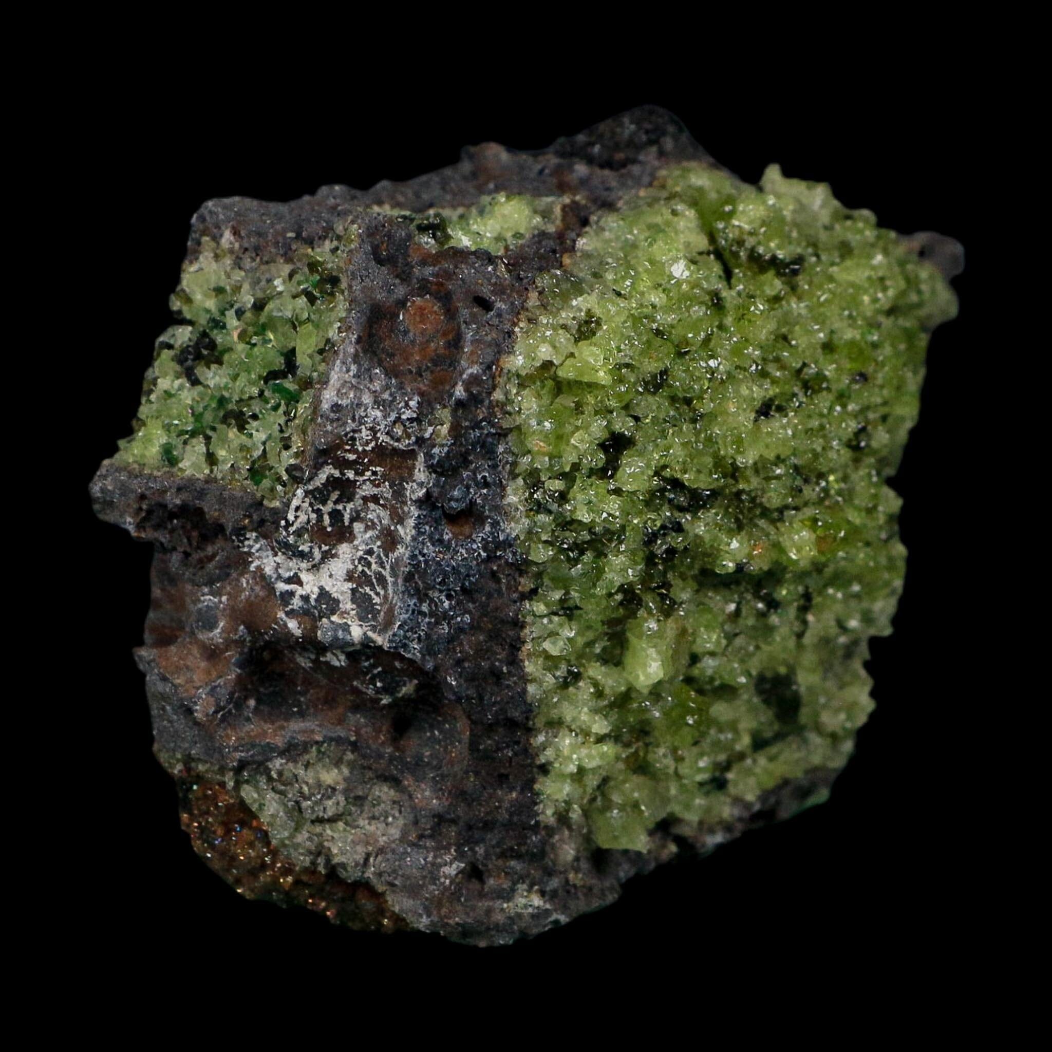 3.3" Natural Emerald Peridot And Chromium Crystals Minerals On Volcanic Rock Gila, AZ