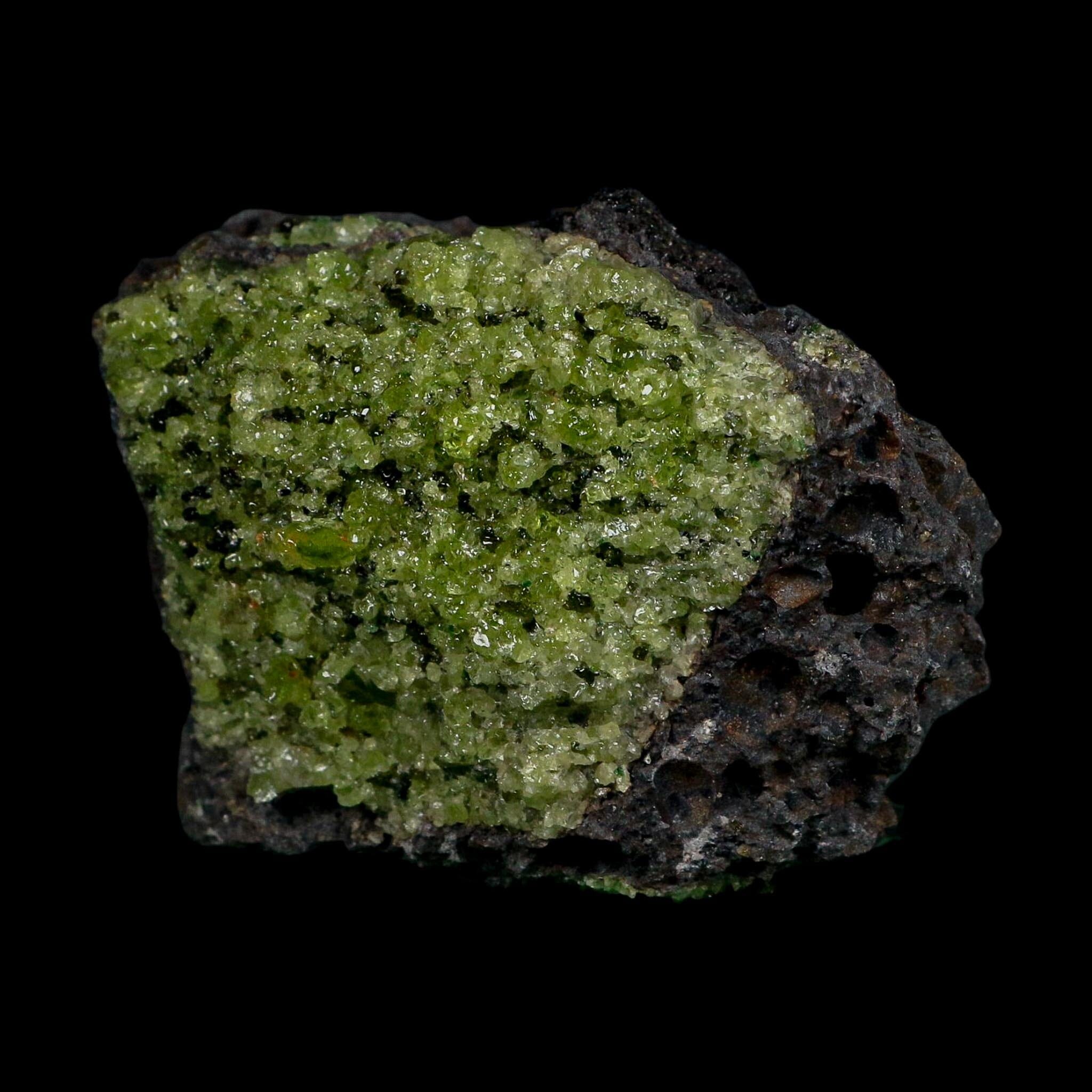 3.3" Natural Emerald Peridot And Chromium Crystals Minerals On Volcanic Rock Gila, AZ