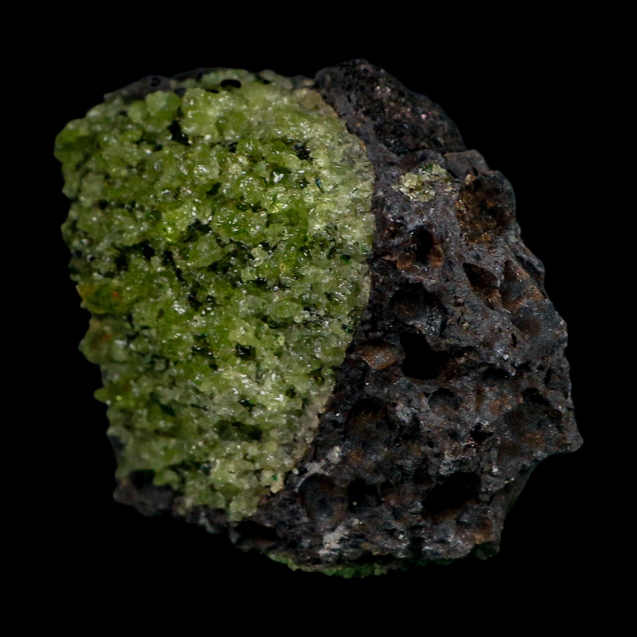 3.3" Natural Emerald Peridot And Chromium Crystals Minerals On Volcanic Rock Gila, AZ