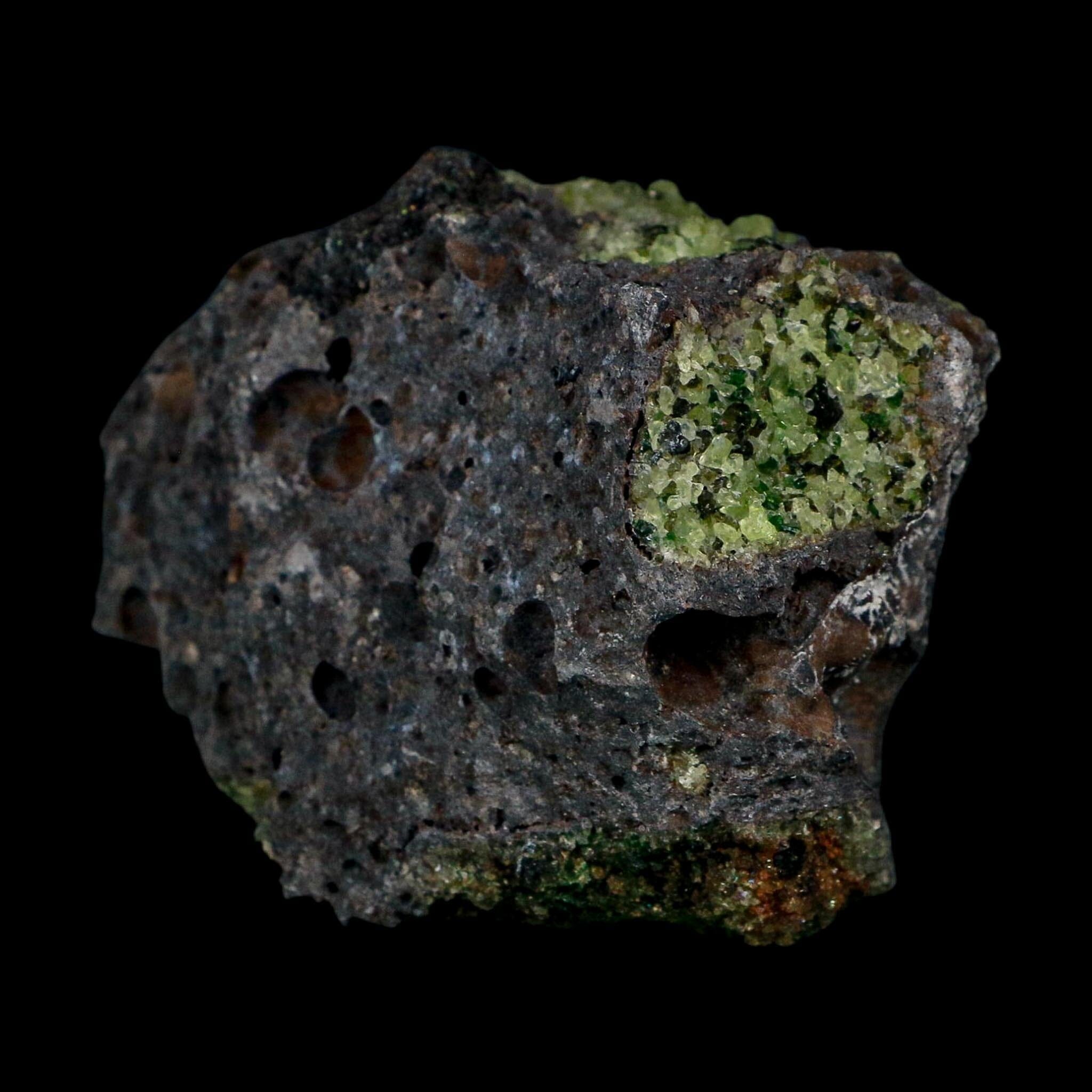 3.3" Natural Emerald Peridot And Chromium Crystals Minerals On Volcanic Rock Gila, AZ