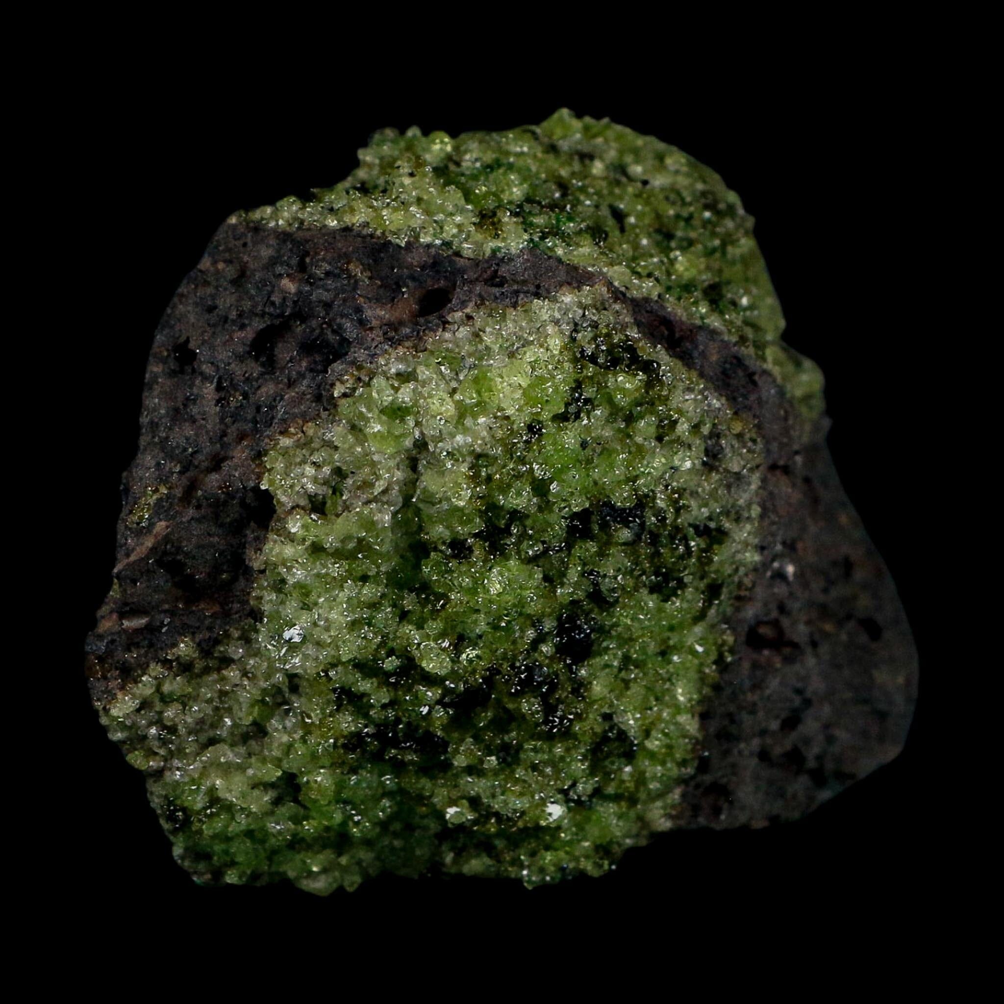 3.7" Natural Emerald Peridot And Chromium Crystals Minerals On Volcanic Rock Gila, AZ