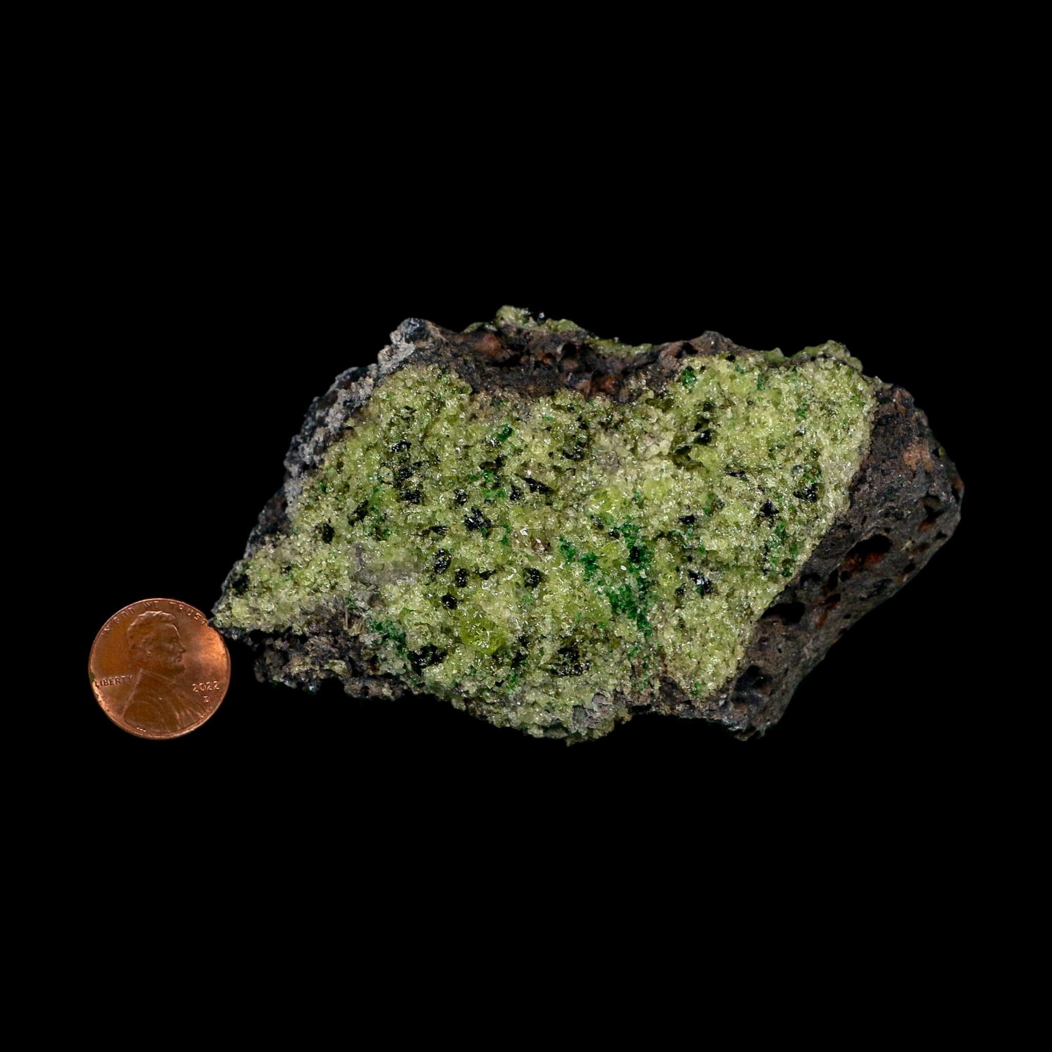 3.9" Natural Emerald Peridot And Chromium Crystals Minerals On Volcanic Rock Gila, AZ