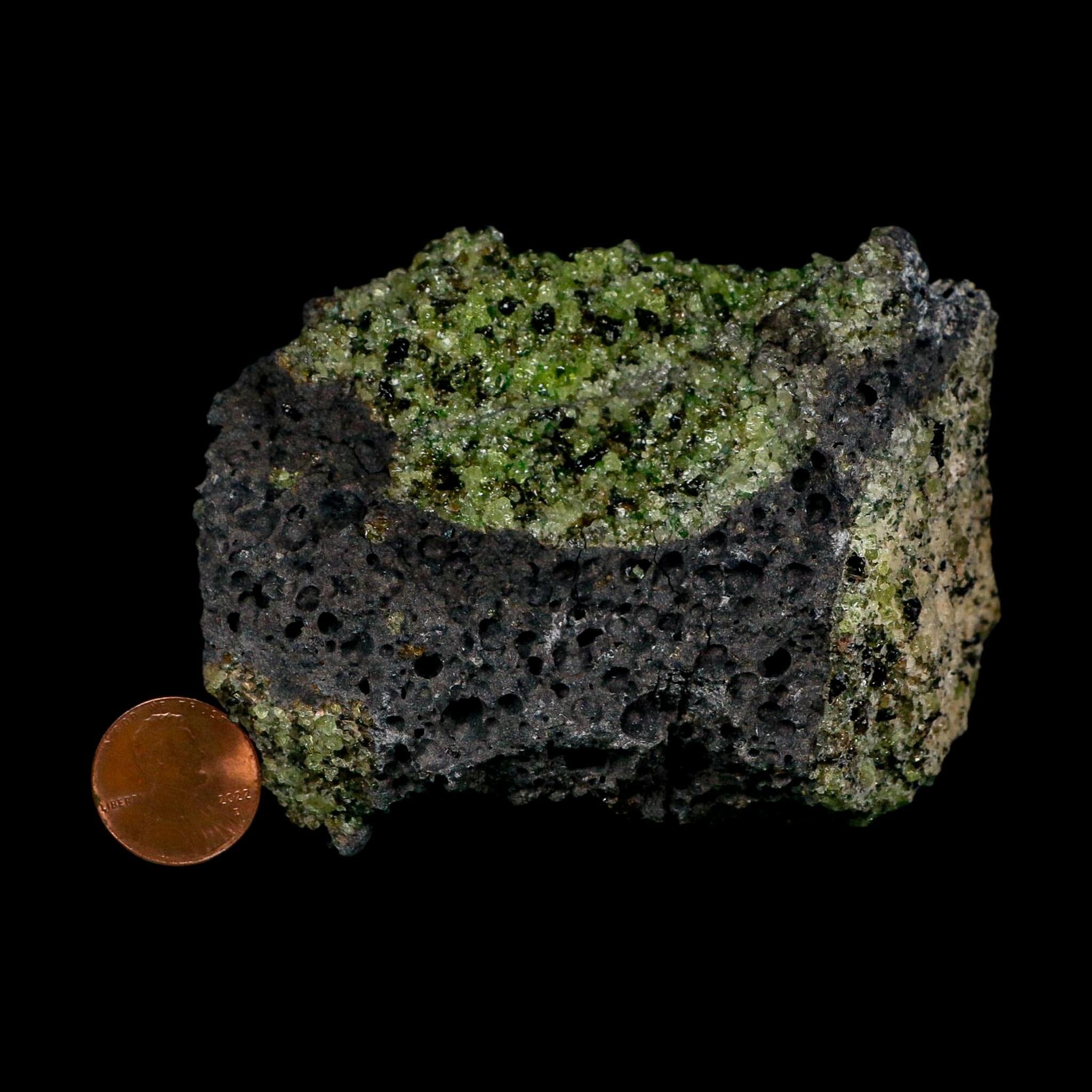 3.5" Natural Emerald Peridot And Chromium Crystals Minerals On Volcanic Rock Gila, AZ