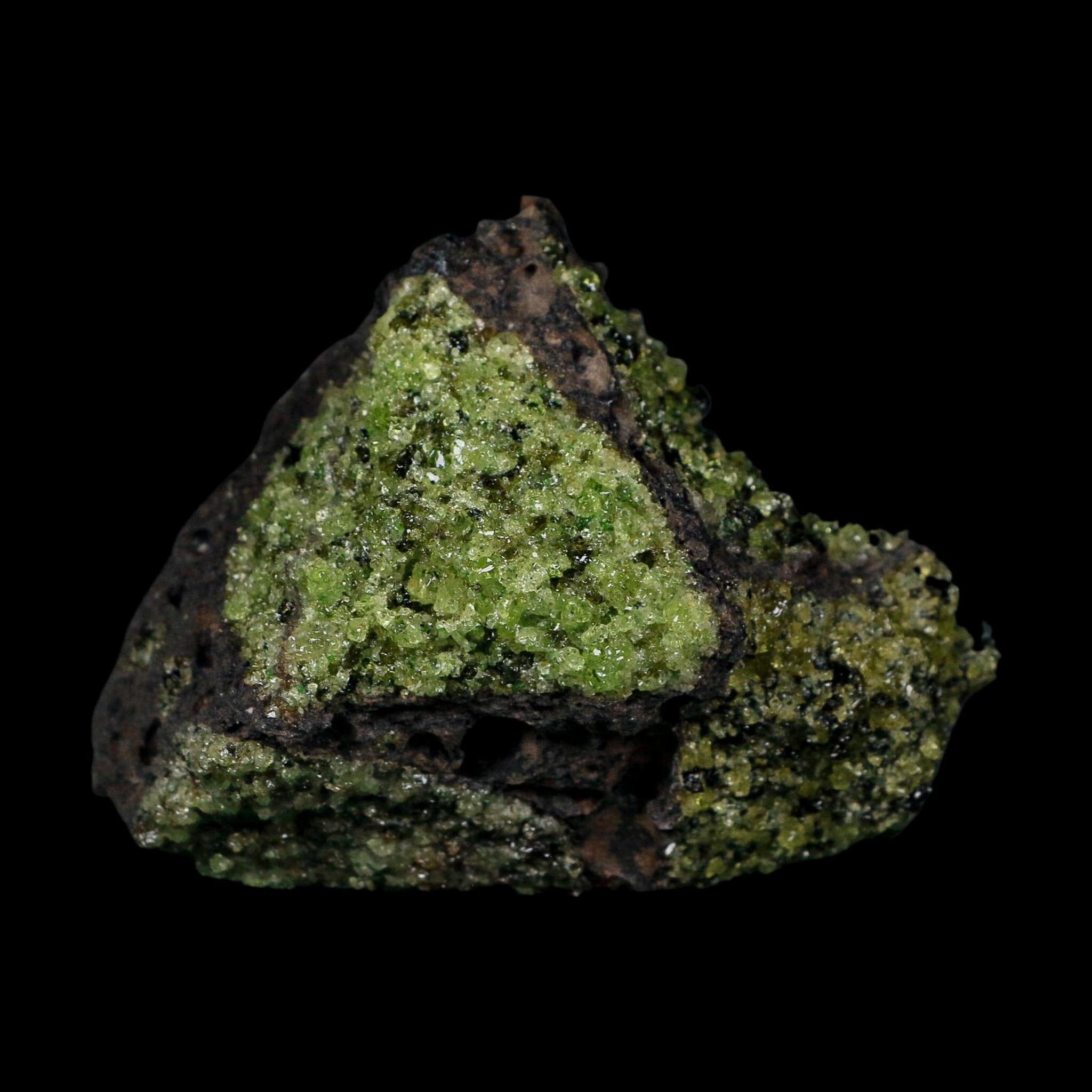 3.6" Natural Emerald Peridot And Chromium Crystals Minerals On Volcanic Rock Gila, AZ