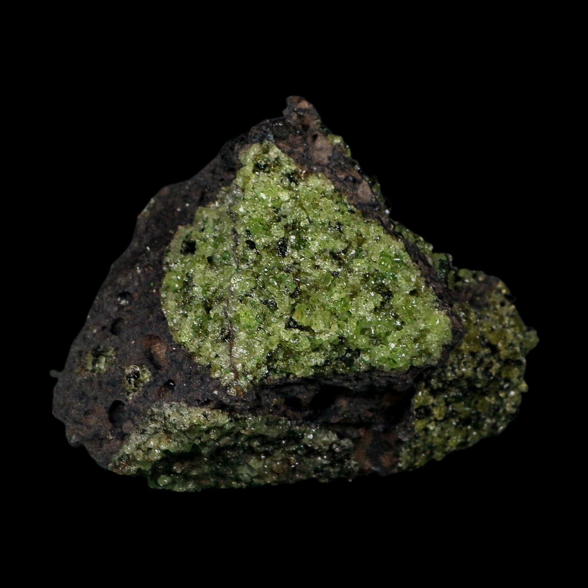 3.6" Natural Emerald Peridot And Chromium Crystals Minerals On Volcanic Rock Gila, AZ