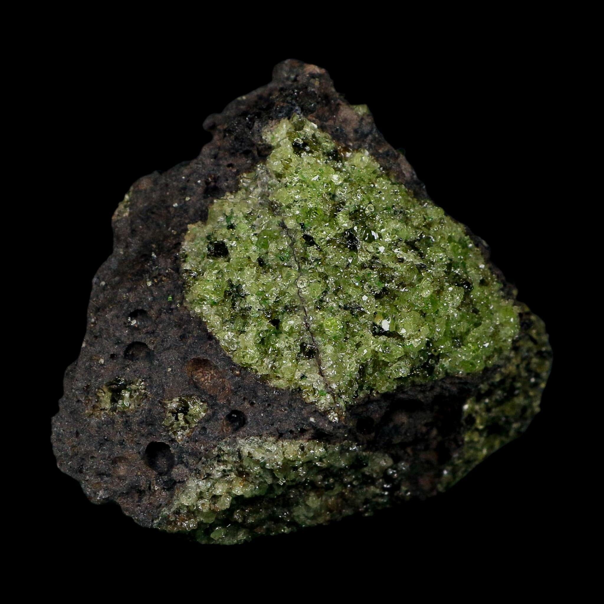3.6" Natural Emerald Peridot And Chromium Crystals Minerals On Volcanic Rock Gila, AZ